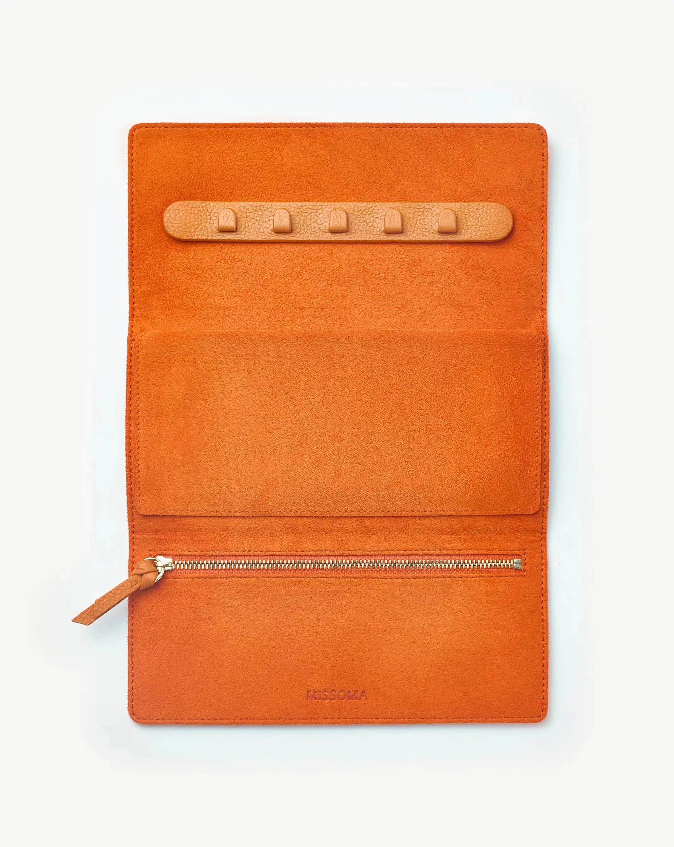 Premium Leather Jewelry Roll Organizer - Orange | Travel Jewelry Case for Necklaces, Rings & Earrings | Perfect for Travel, Gifts & Storage