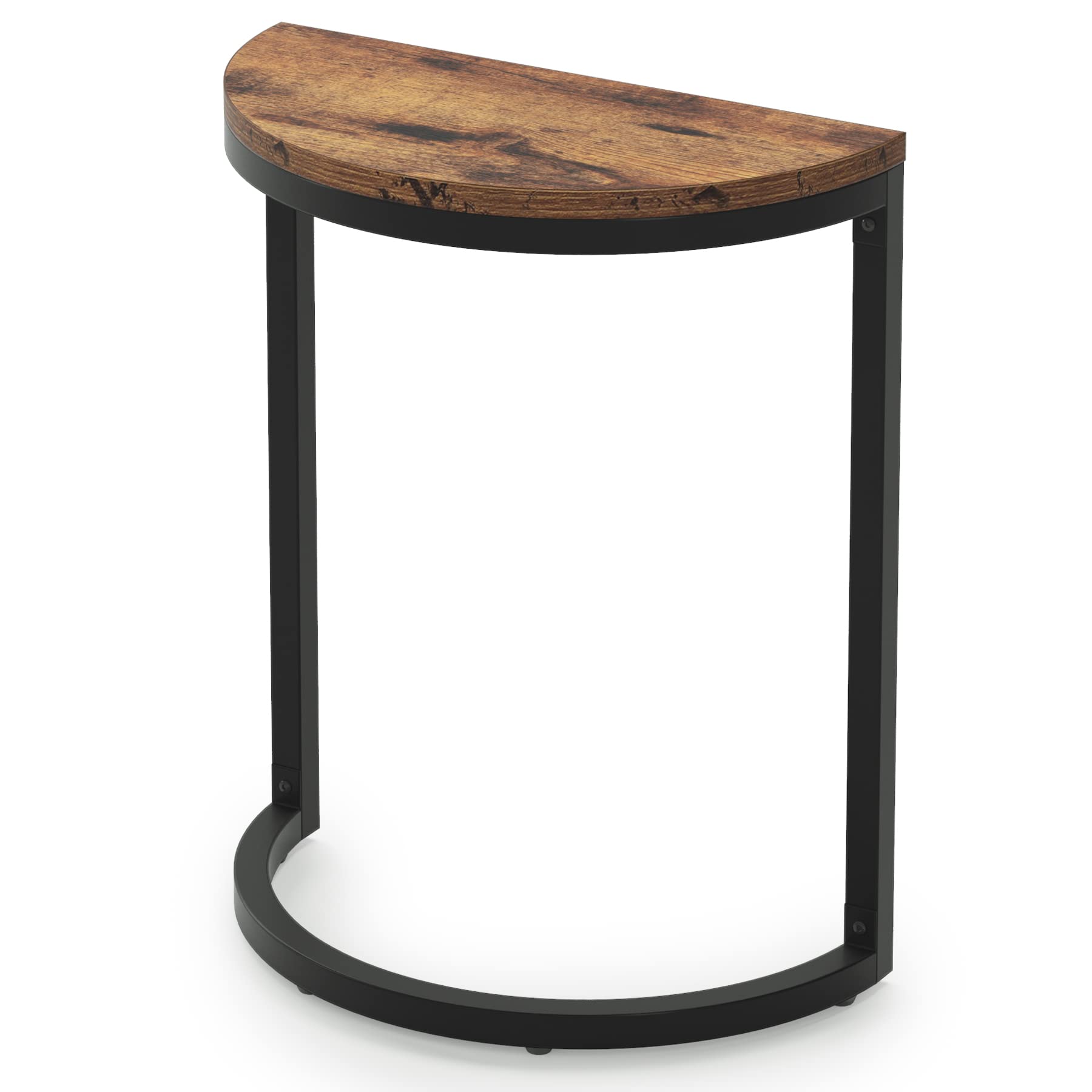 Tribesigns Semi Circle End Table - Small Half Round Side Table with Sturdy Metal Frame & Wood Accent, Slim C-Shaped Sofa Table for Living Room, Bedroom, Office - Easy Assembly (19.69
