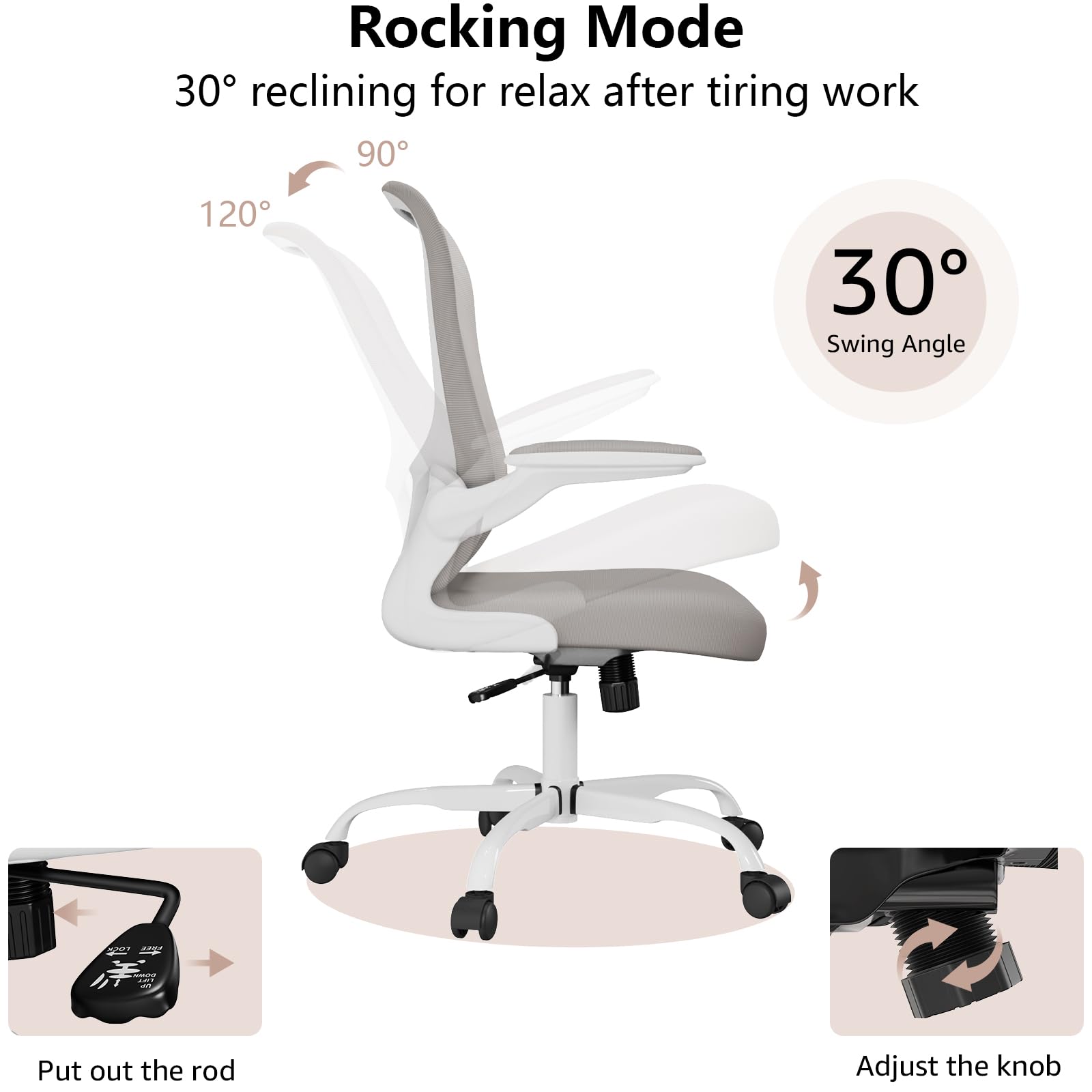 Ergonomic Office Chair with Lumbar Support - Adjustable Height & Flip-Up Arms - Breathable Mesh Swivel Task Chair for Home & Office Use - Perfect for Long Hours of Work, Gaming, or Studying