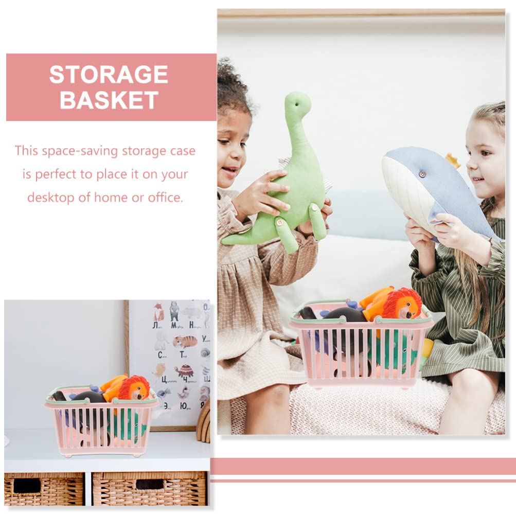 4-Piece Plastic Storage Baskets Set - Small Organizer Bins for Toys, Bathroom Sundries & Bagels - Durable Stackable Containers for Home, Office & Shower Organization