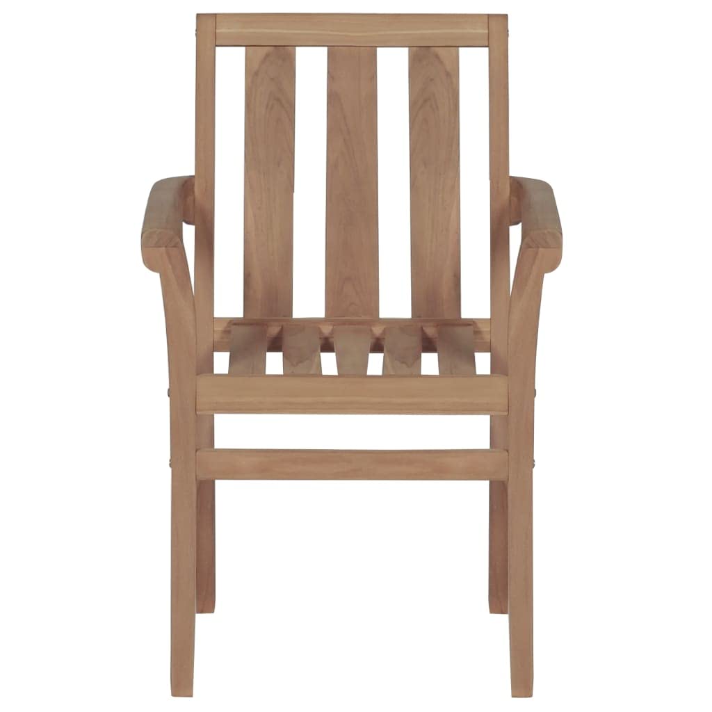 vidaXL 4-Piece Solid Teak Wood Stackable Patio Chairs Set for Outdoor Garden, Balcony, Backyard, Terrace - Durable Lounge & Dining Seating Furniture for Home, Restaurant, or Poolside Relaxation
