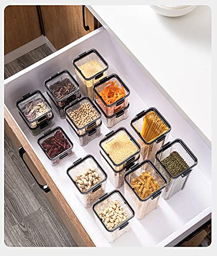 Airtight Food Storage Containers Set - 6-Piece Plastic Canisters with Locking Lids for Cereal, Flour, Sugar & Dry Goods - BPA-Free, Stackable Kitchen Storage (1.9qt, Black) - Perfect for Pantry Organization & Meal Prep