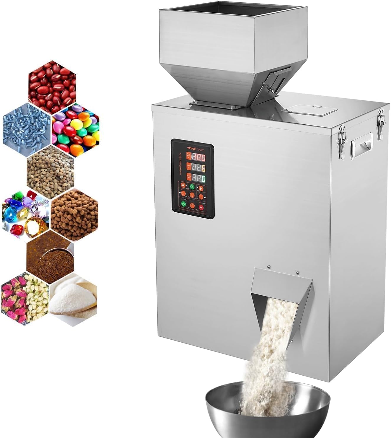 VEVOR Automatic Powder Filling Machine 0.022-1.1lbs/10-500g - Intelligent Particle Weighing Filler for Tea, Seeds, Grains, Flour, Beans & Glitter | Perfect for Home, Bakery, Coffee Shop & Commercial Use