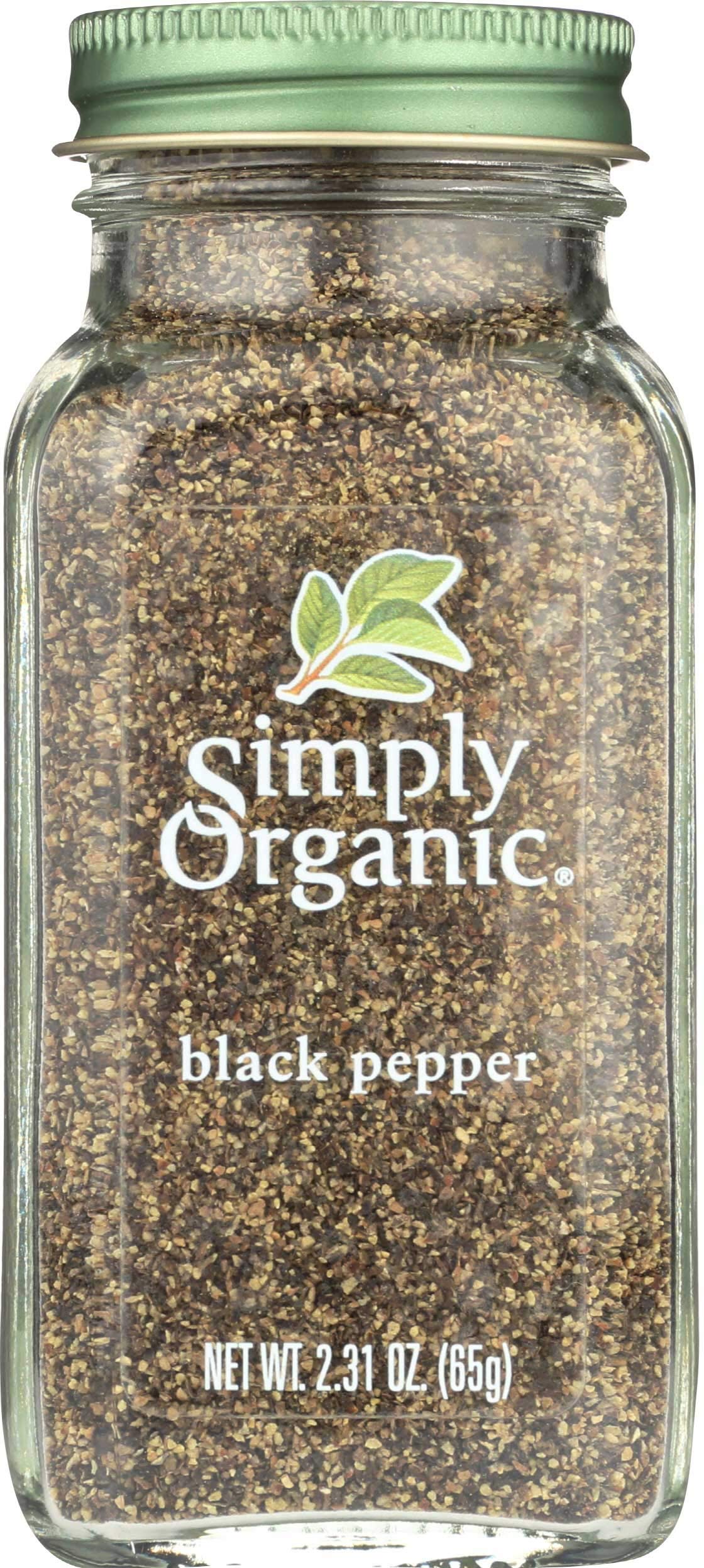 Simply Organic Black Pepper Seasoning - USDA Certified Organic, Kosher, Non-GMO, 2.31 Oz (Pack of 6) - Perfect for Grilling, Cooking & Seasoning Meats, Vegetables & Soups