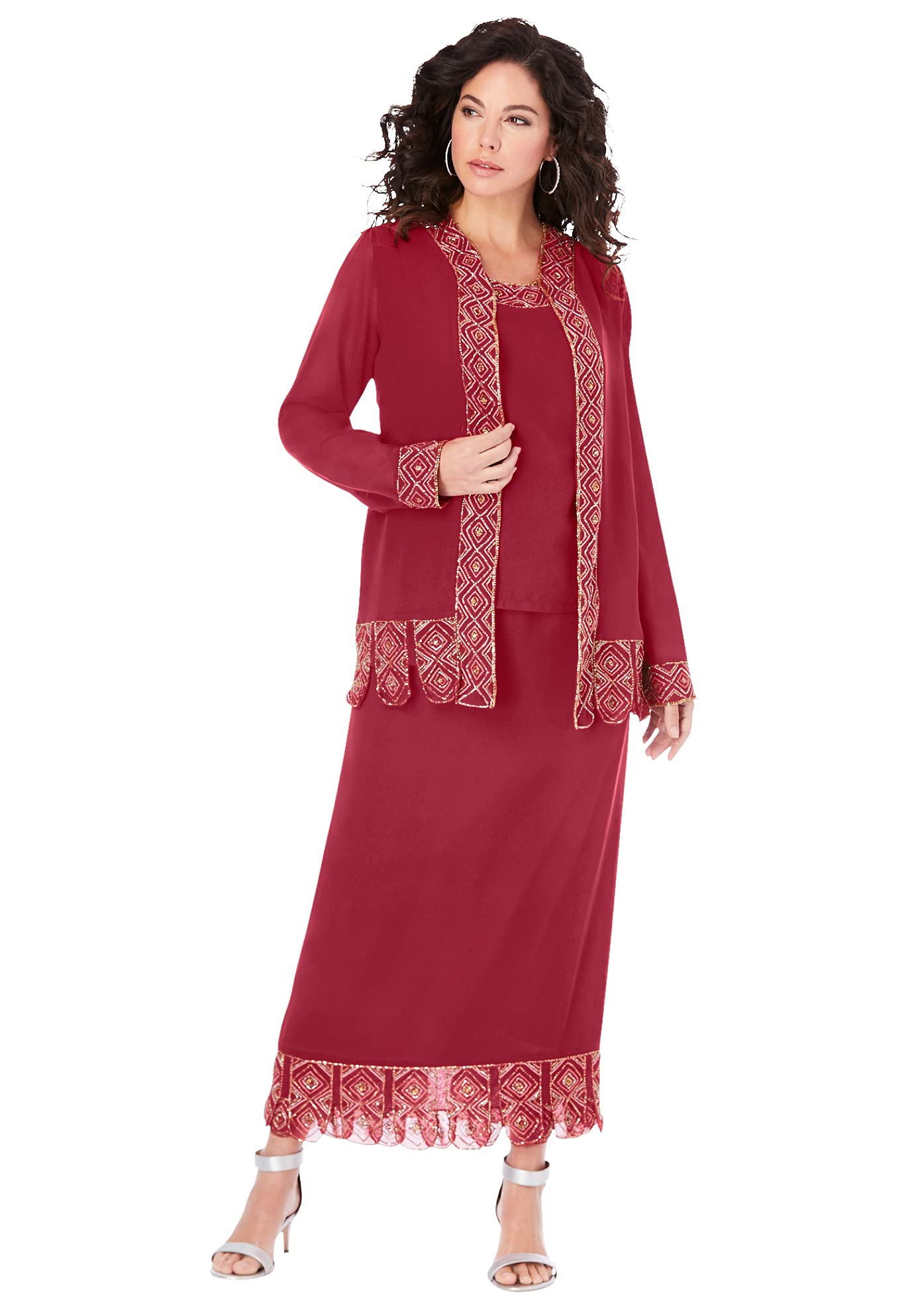 Romantic Plus Size Beaded Skirt Set for Women - Elegant Boho Outfit for Parties, Weddings & Special Occasions