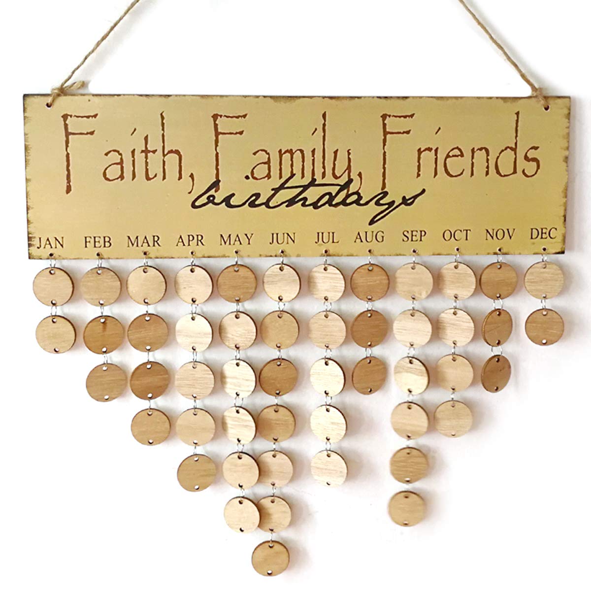 Josopa Birthday Reminder Board - DIY Wall Calendar with 50 Tags for Family & Friends Events