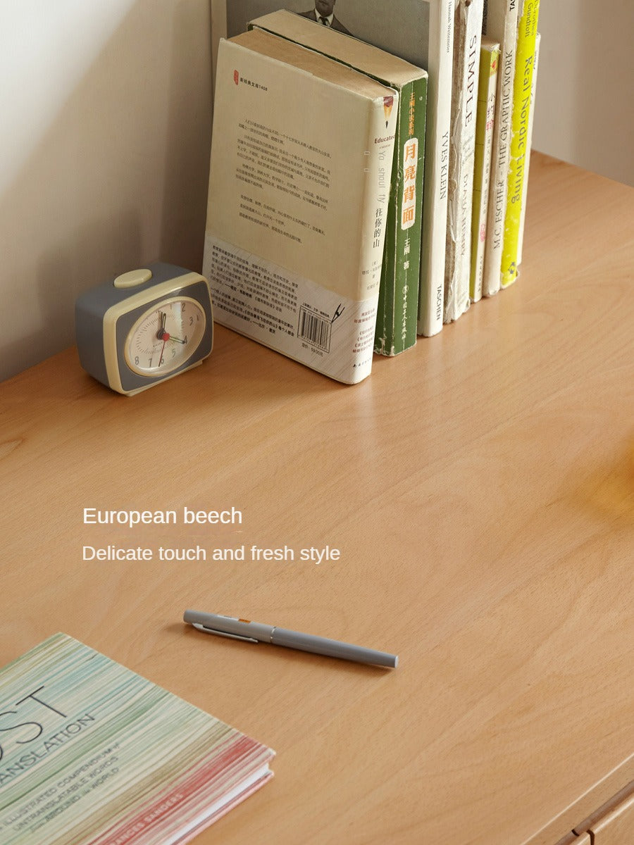 Solid Beech Wood Computer Desk for Home Office - Ergonomic Study Desk with Ample Workspace for Writing, Working & Remote Learning