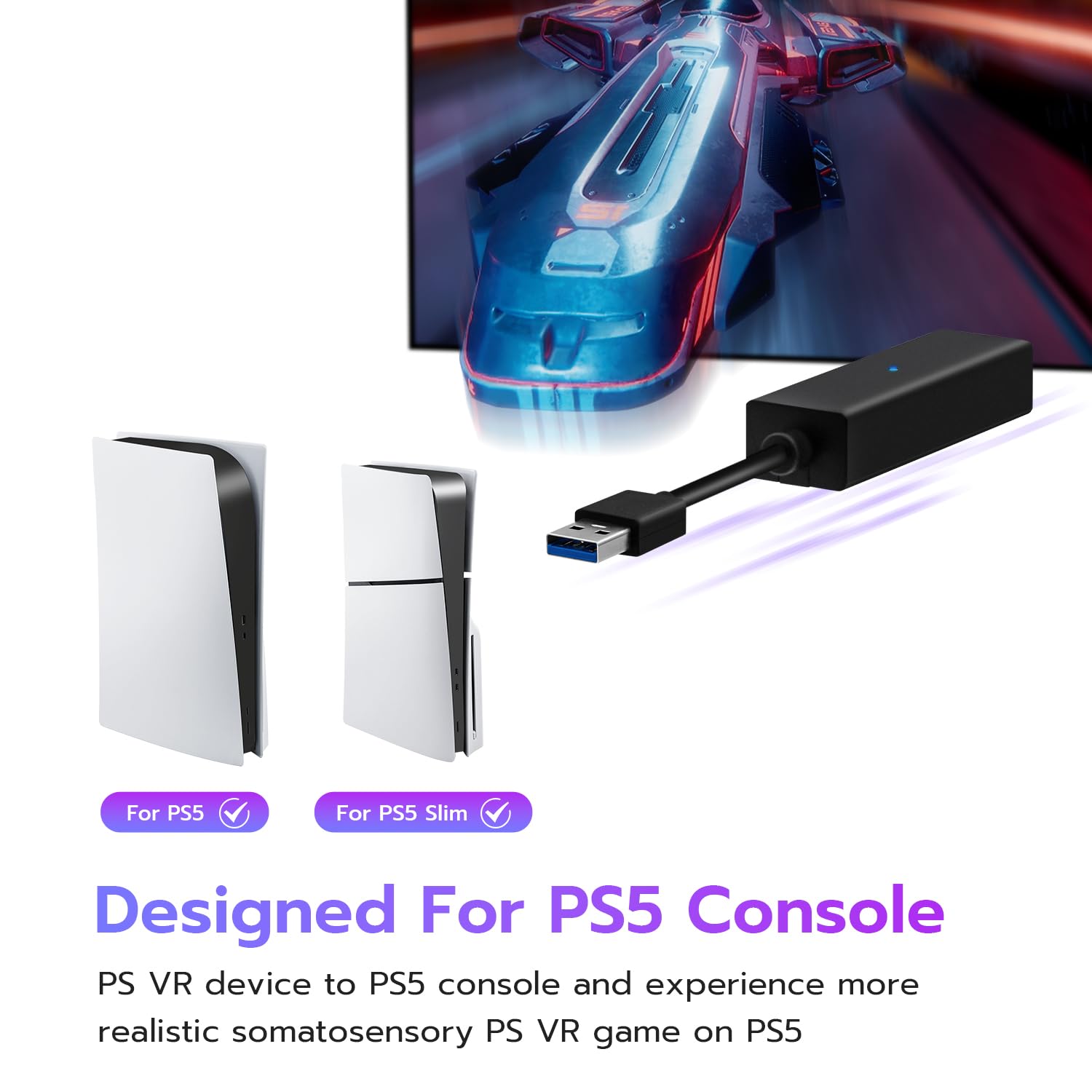PS5/PS5 Slim/PS5 Pro VR Camera Adapter - PS4 to PS5 Camera Converter for PS VR | Compatible with PlayStation VR Headset | Perfect for Immersive Gaming & Virtual Reality Experiences