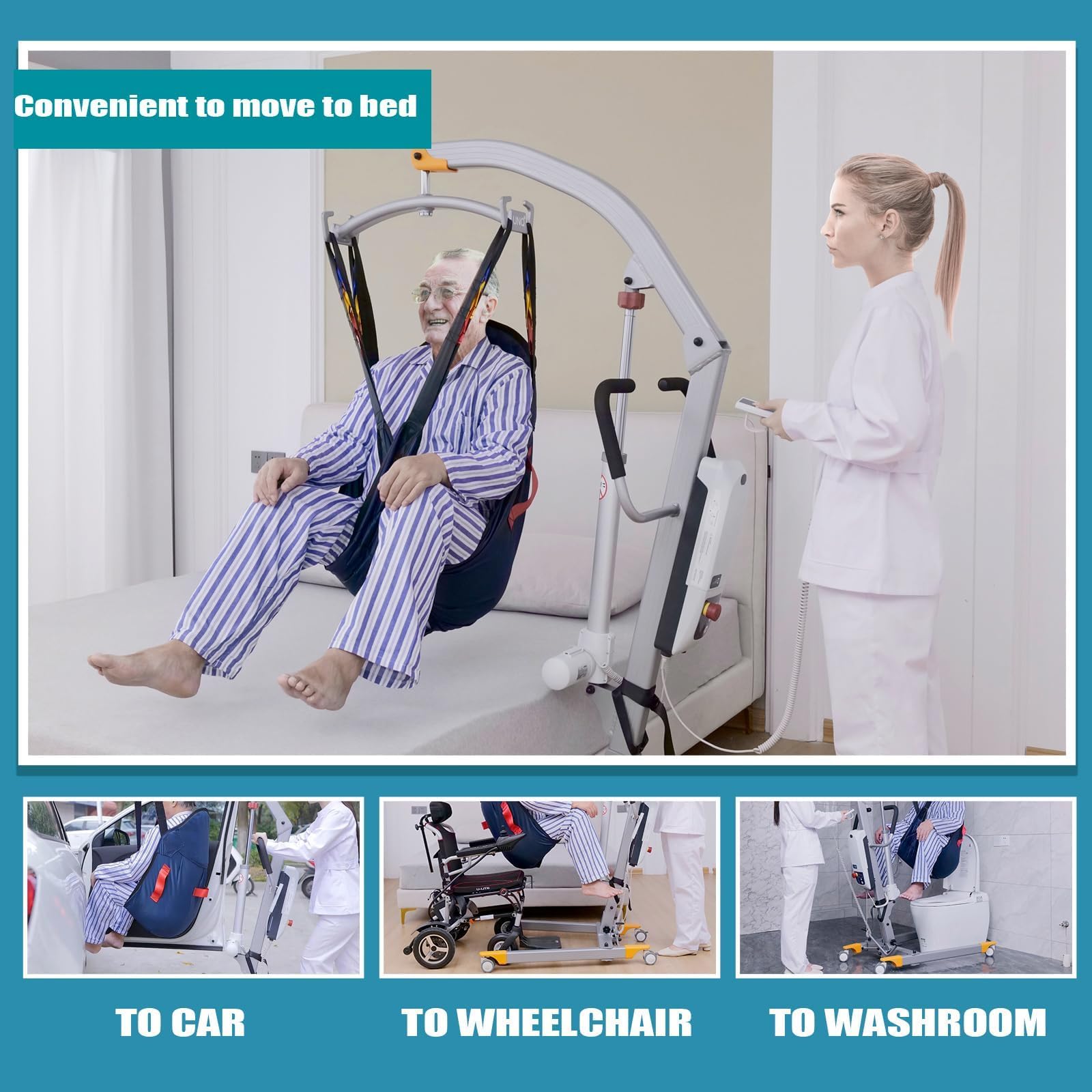 Premium 500lbs Electric Patient Lift - Aluminum Folding Medical Hoist for Home & Travel | Safe Body Transfer Lift for Elderly & Disabled Care | Ideal for Home Healthcare, Hospitals & Mobility Assistance