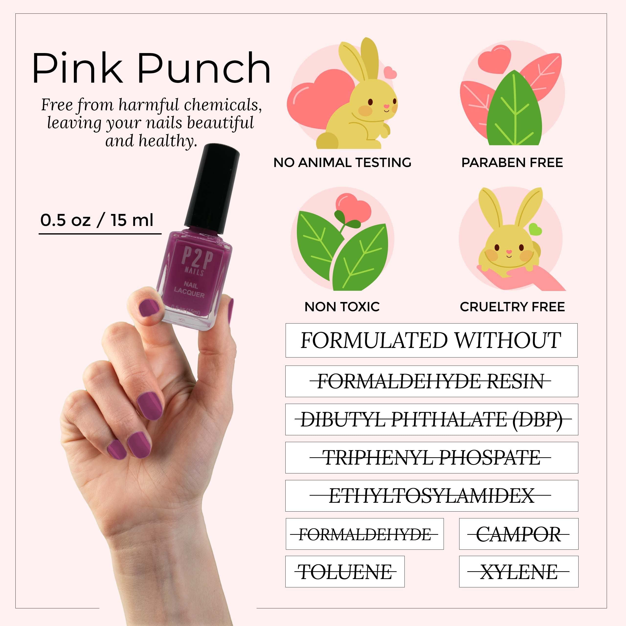 Purple Nail Polish - All Season Long Lasting Salon Quality Nail Lacquer with Natural Shine (Pink Punch) - Perfect for Manicures, Pedicures, and Special Occasions