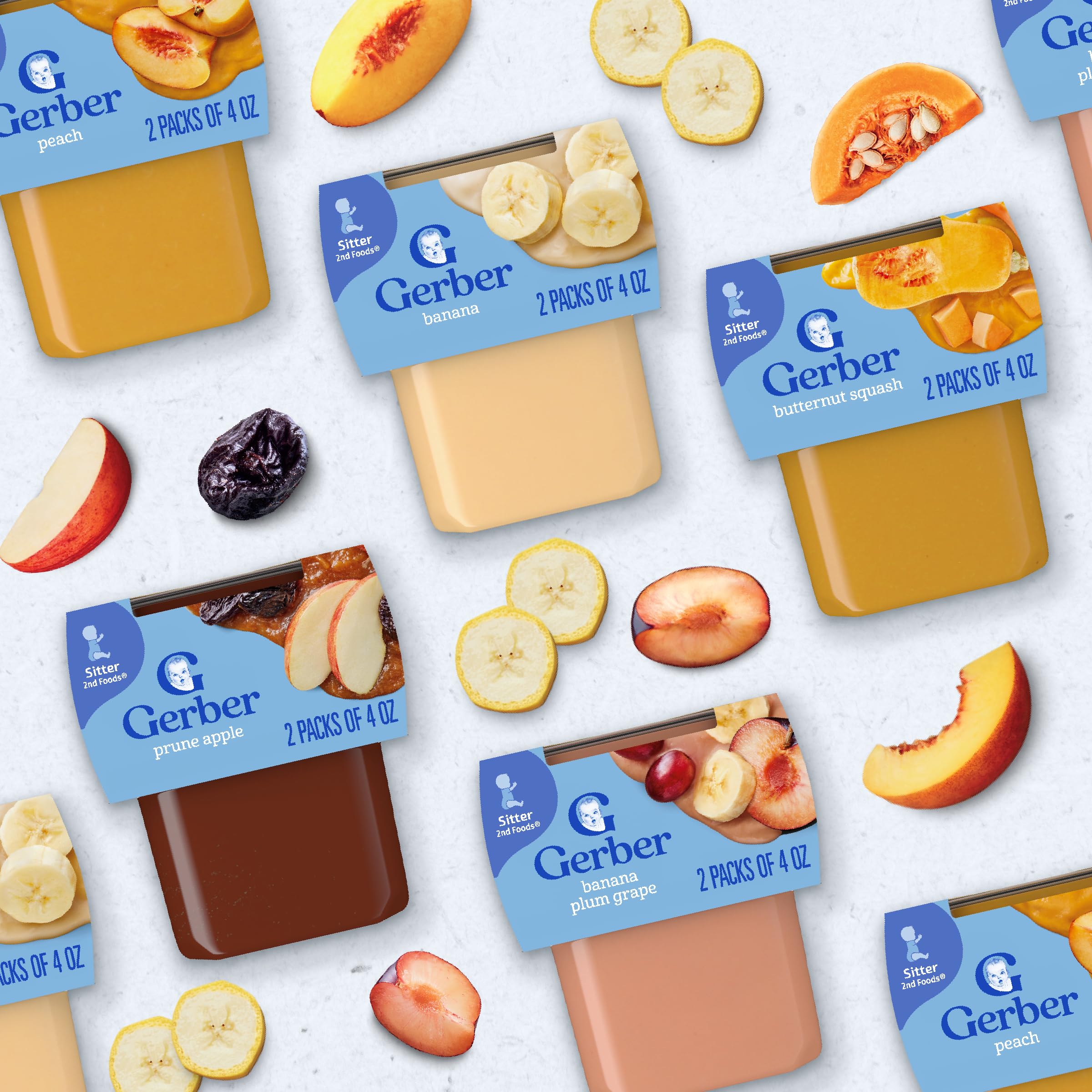 Organic Gerber 2nd Foods Butternut Squash Baby Food Puree - Non-GMO, No Artificial Flavors, 4oz Tubs (Pack of 8) - Perfect for Toddlers, On-the-Go Snacks & Healthy Meal Prep