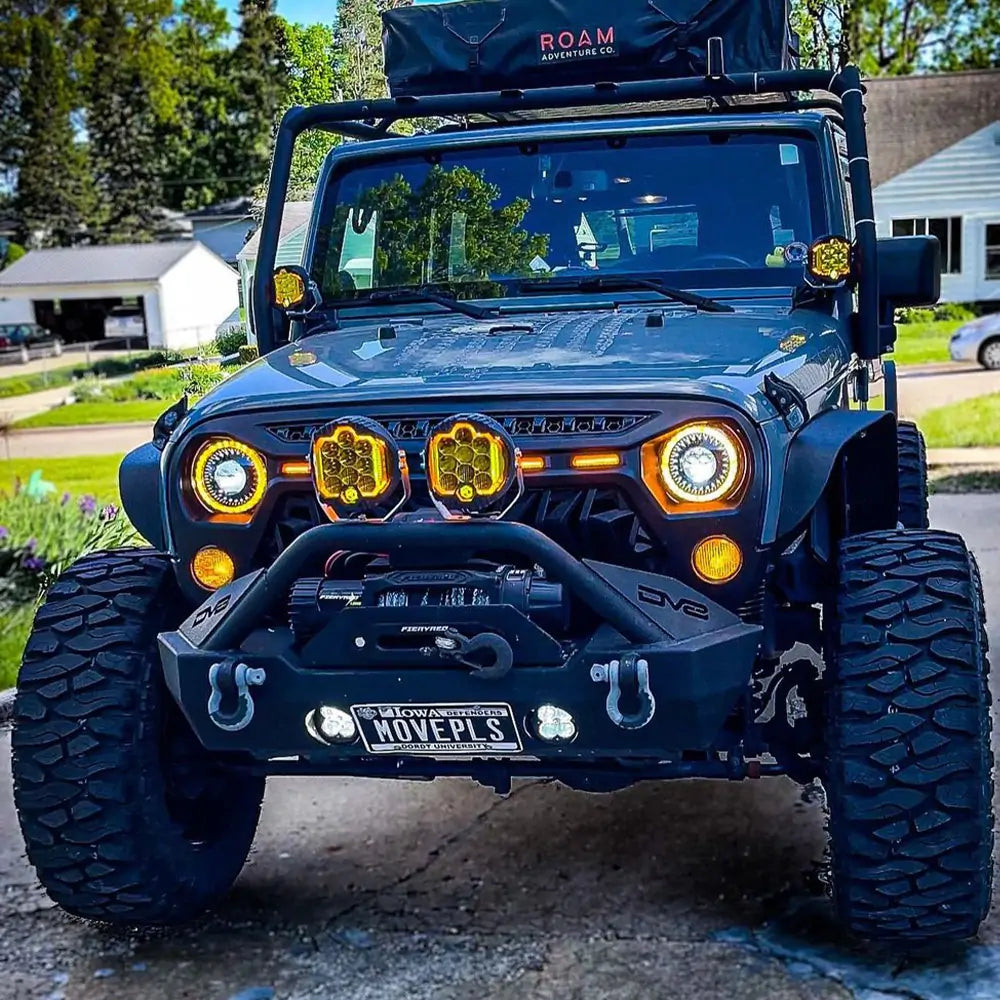 7 LED Headlight with Halo DRL and Turn Signal Lights & Smoked LED Tail Light Combo - High Performance Lighting Kit for Trucks, Jeeps, SUVs - Perfect for Off-Roading, Night Driving and Custom Vehicle Upgrades