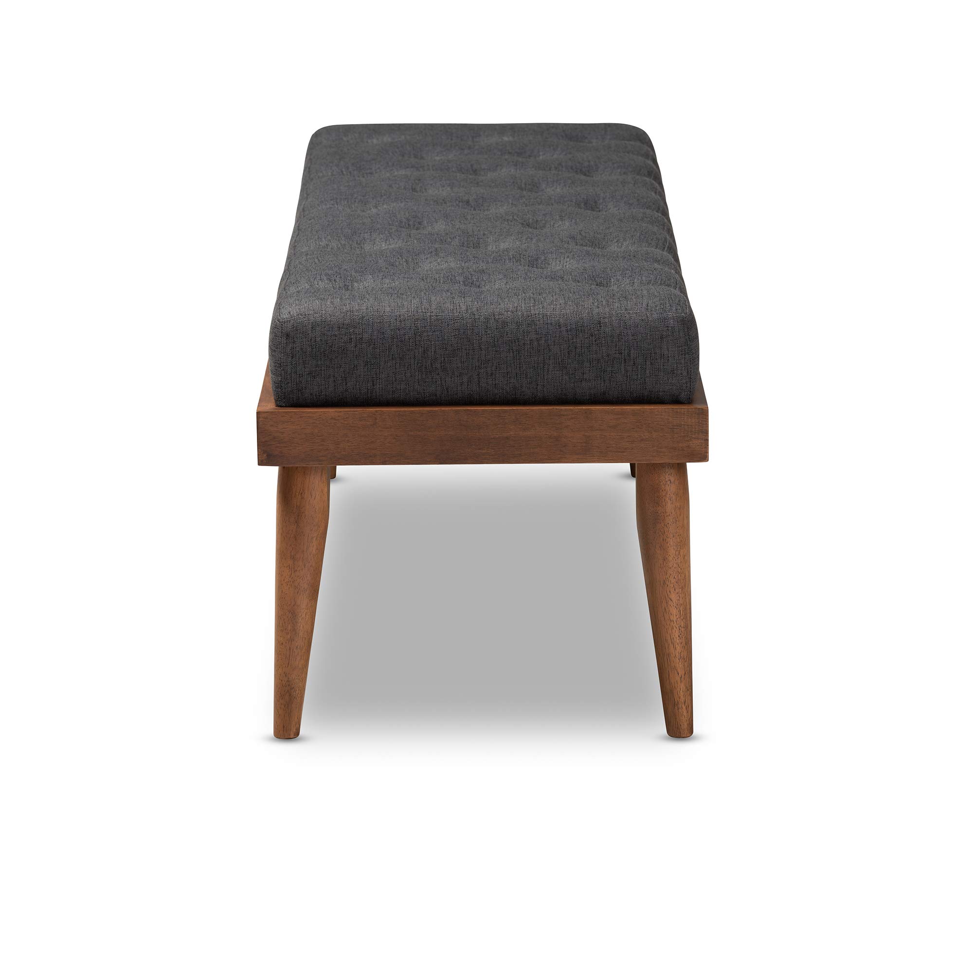 Baxton Studio Modern Wooden Bench with Upholstered Seat - Charcoal Fabric & Walnut Finish - Perfect for Entryway, Bedroom, or Living Room Seating