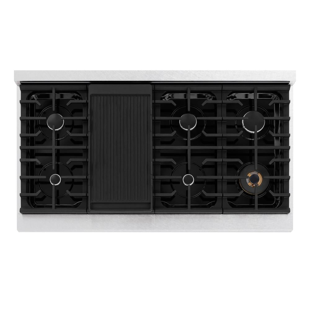 ZLINE 48 Inch Paramount 8-Burner Gas Rangetop with Porcelain Cooktop in Satin Stainless Steel (SRTS 48) - Professional Grade Stove for Large Kitchens, Restaurants & Home Chefs