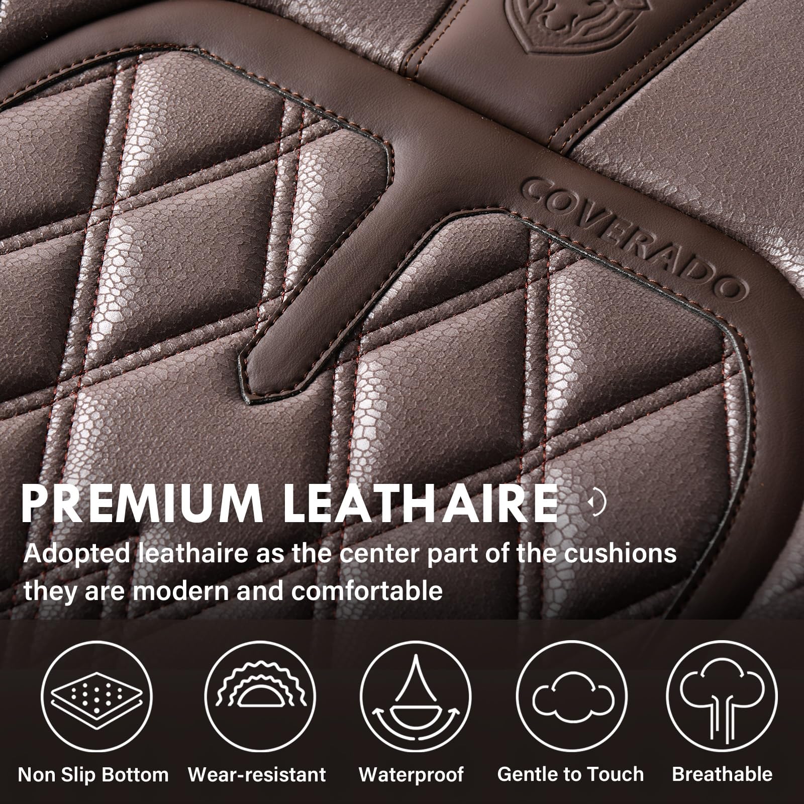 Premium Car Seat Covers for Front Seats - 2-Pack Luxury Leathaire Waterproof Seat Protectors with Anti-Slip Design | Universal Fit for Most Vehicles | Perfect for Daily Commute, Road Trips & Protecting Car Interior (Brown)