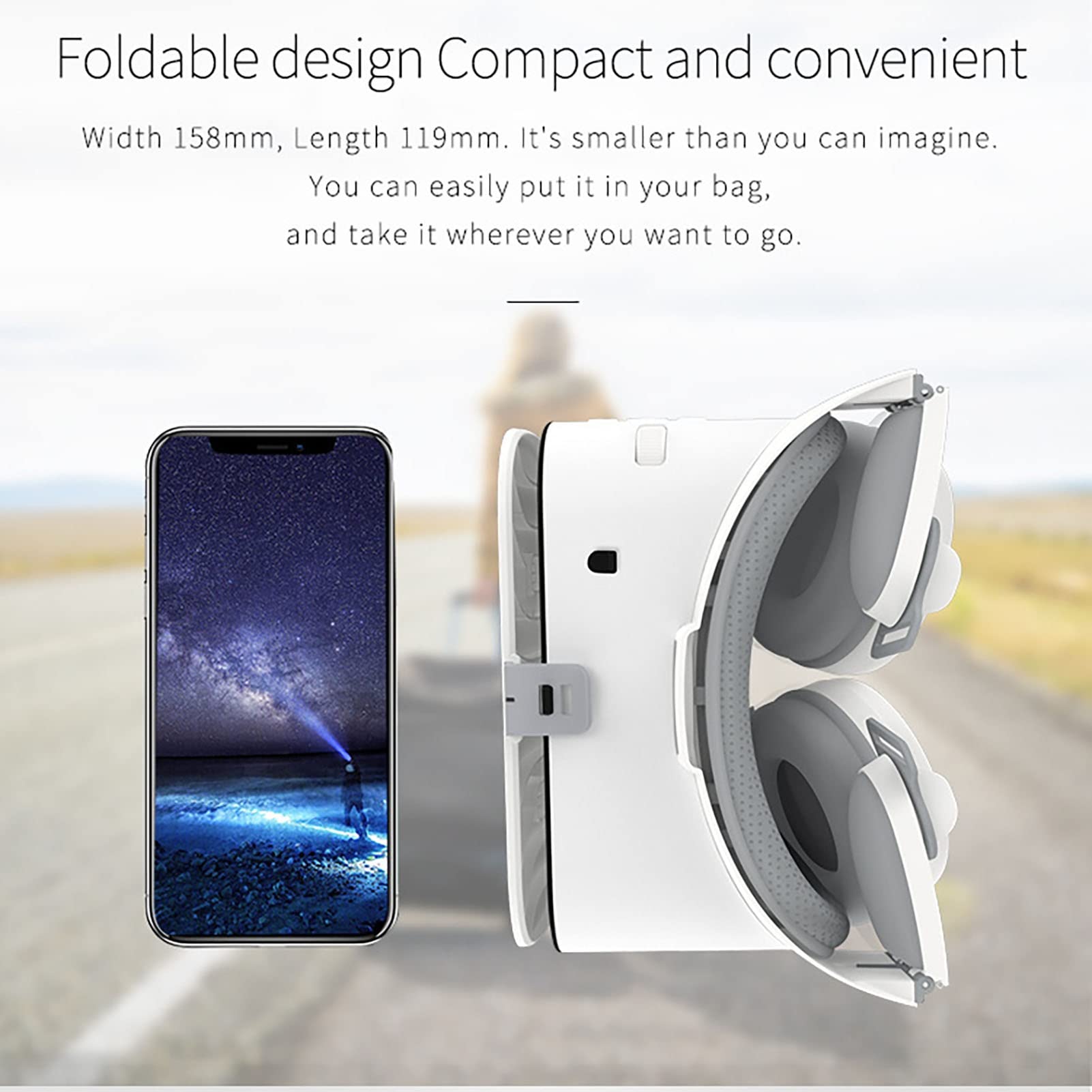 3D VR Virtual Reality Glasses with Remote Control - Full Screen Stereo VR Headset for iPhone 14/13/12/11 Pro/Mini/X/R/S/Max & Samsung Galaxy - Compatible with Android & iOS Phones (White) - Perfect for Gaming, Movies & Immersive VR Experiences