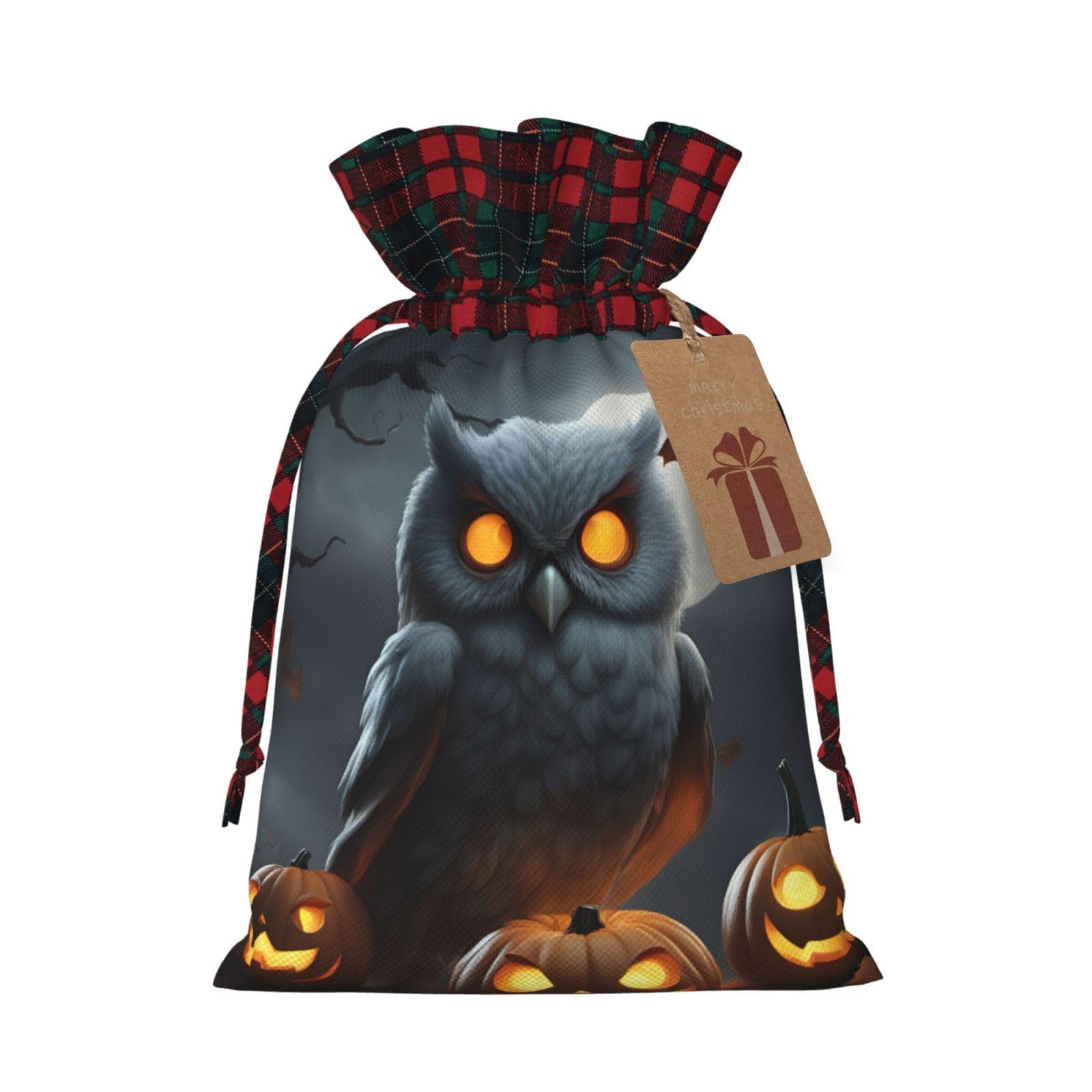 Halloween Owl Ghost Pumpkin Themed Reusable Drawstring Gift Bags - Unique Personalized Party Favors for Trick or Treat, Holiday Decorations & Spooky Celebrations