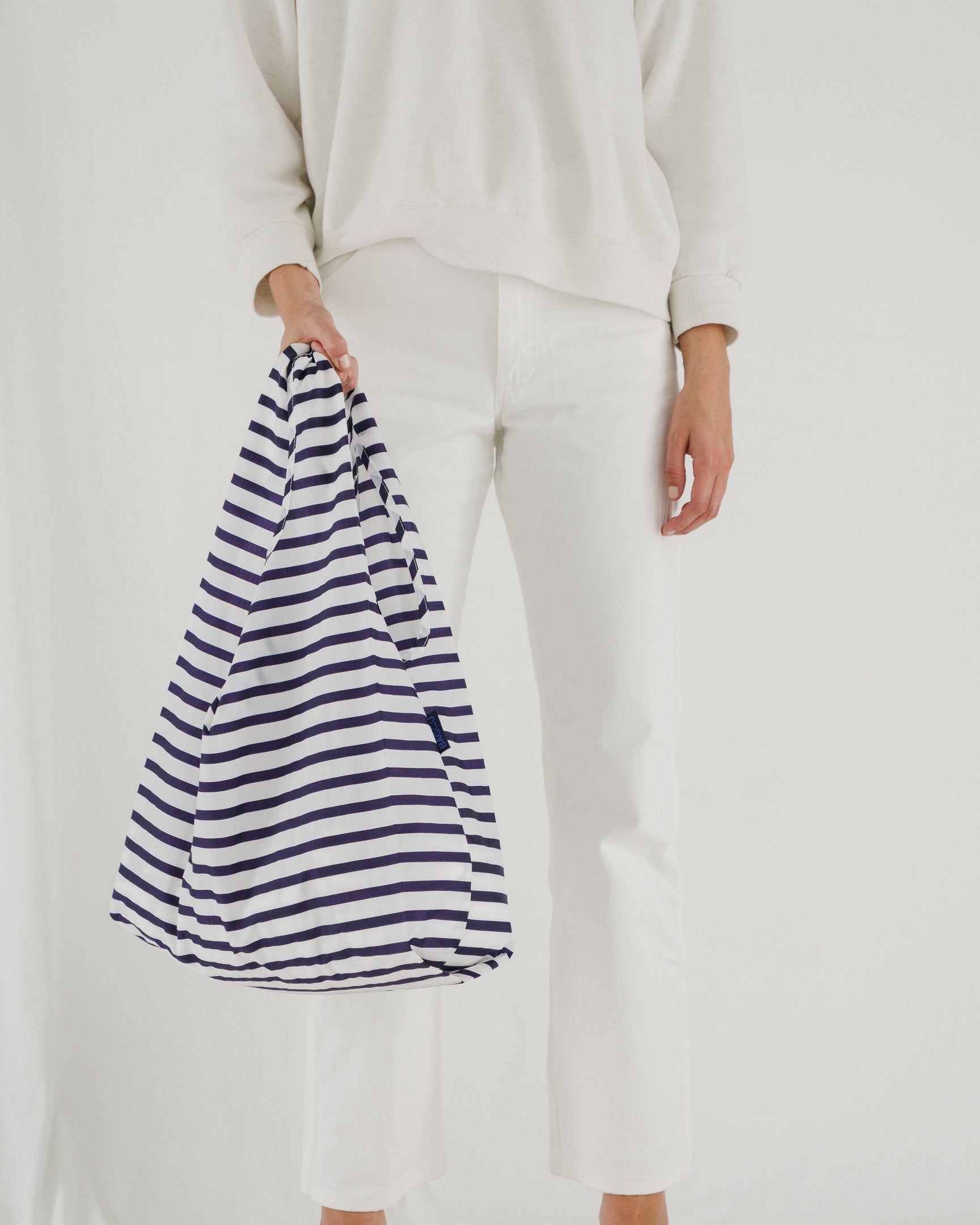 Baggu Standard Reusable Shopping Bag - Eco-Friendly Grocery Tote with Sailor Stripe Design | Perfect for Groceries, Beach Trips & Daily Errands