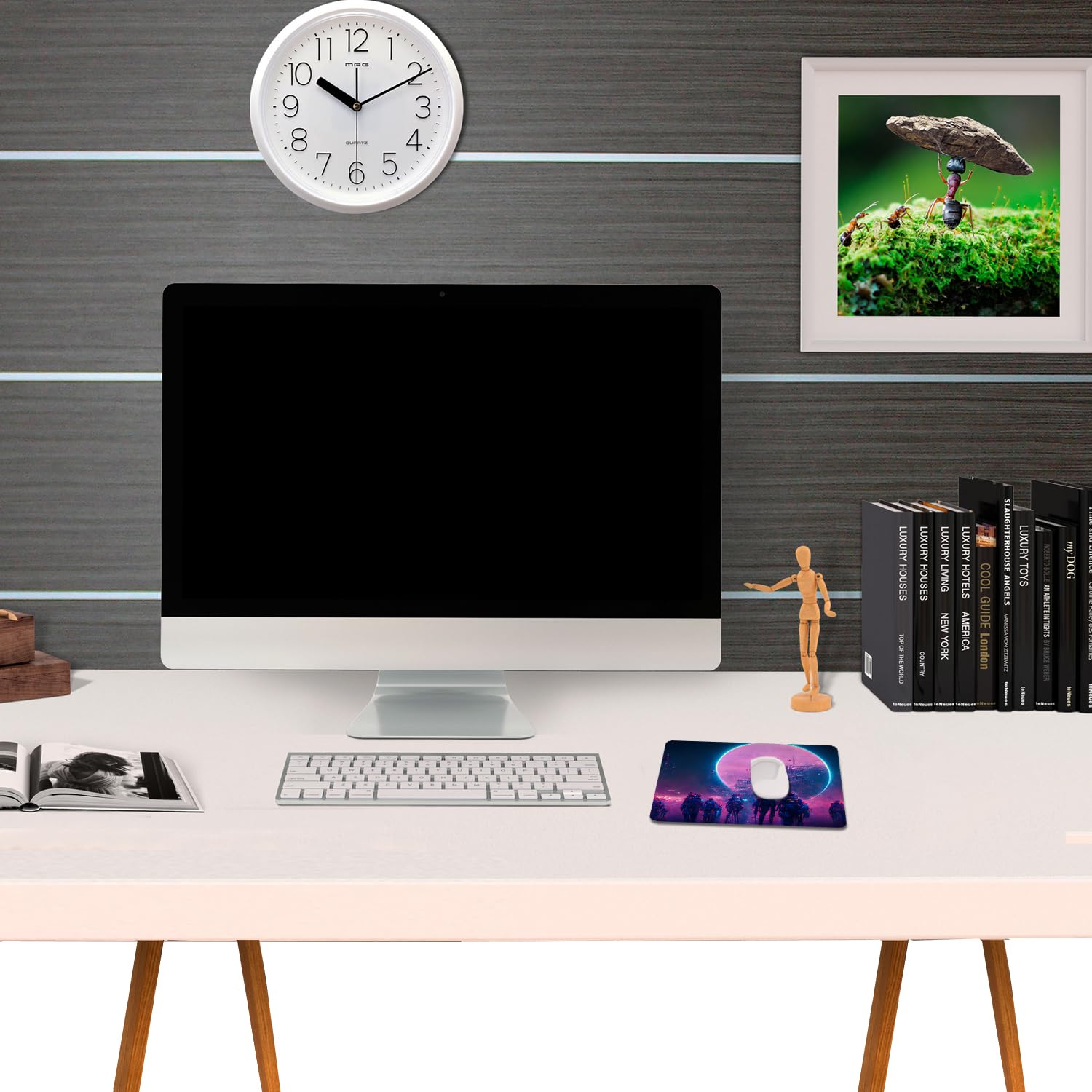 Large Sci-Fi Cyberpunk Art Mouse Pad 12x10 Inch - Non-Slip, Washable with Stitched Edges for Office, Computer & Laptop Use - Perfect for Gaming, Work & Home Office Setup