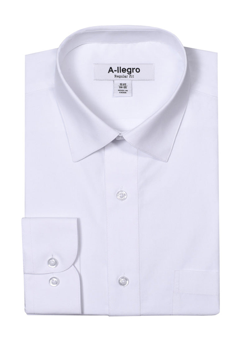 Classic Regular Fit Cotton Convertible Cuff Dress Shirt for Men - White (Size S-100) | Business Casual & Formal Wear | Office, Wedding & Special Occasions