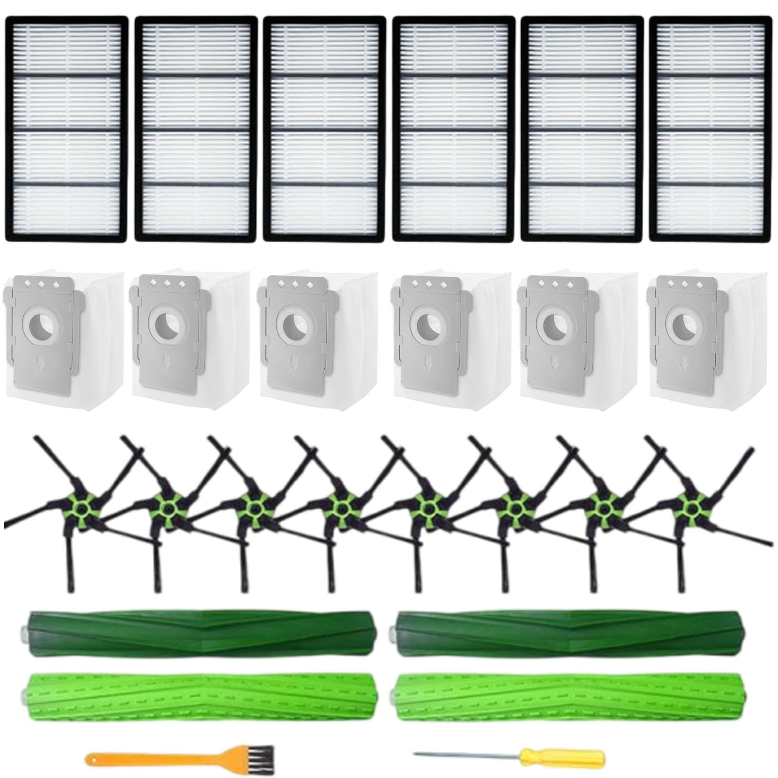 Roomba S9/S9+/S Series (9150/9550) Replacement Parts Kit - 2 Rubber Roller Brushes, 6 HEPA Filters, 6 Vacuum Bags & 8 Side Brushes | Compatible with iRobot Roomba S9, S9+ Vacuum Cleaners | Perfect for Deep Cleaning & Maintenance