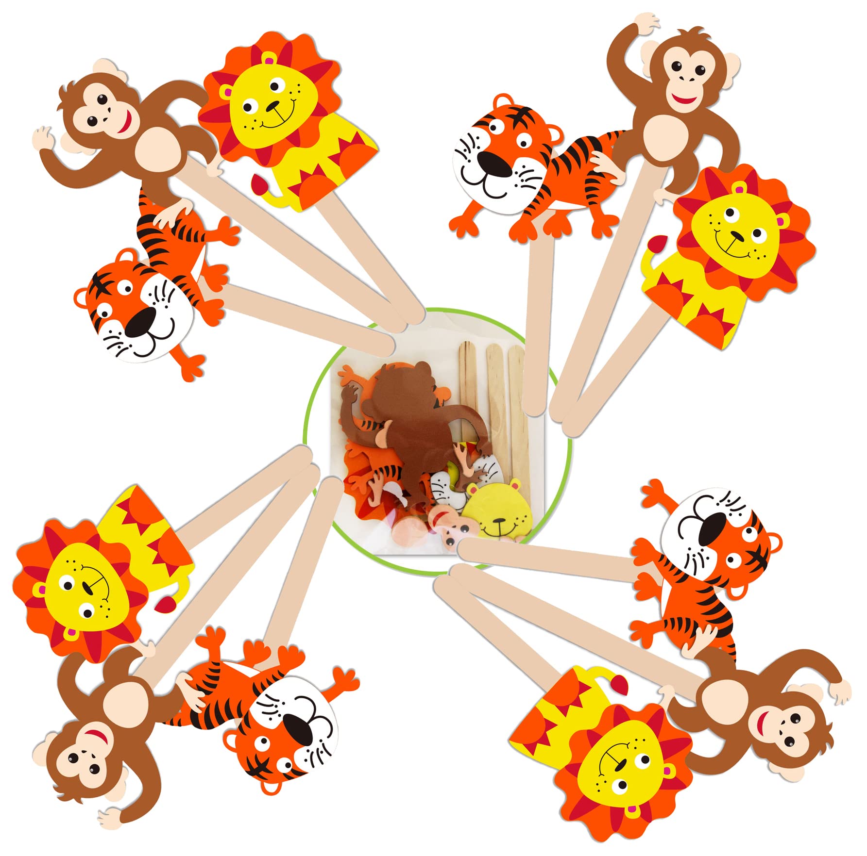 Zoo Pals Animal Foam Craft Kit for Kids Ages 3-8 - 36 Pack Jungle Themed DIY Art Supplies for Classroom, Birthday Party Favors & Creative Play | Perfect for Preschool Activities, Arts & Crafts Projects