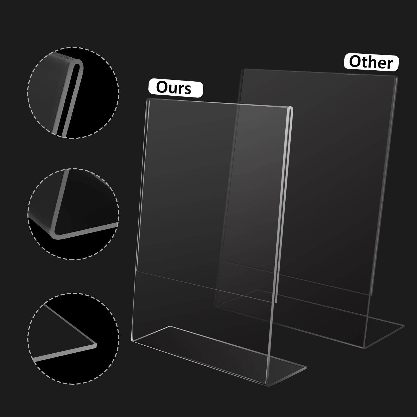 Clear Acrylic Sign Holder 8.5 x 11 Inches - 12 Pack Slanted Tabletop Display Stand for Office, Restaurant, or Home Use - Perfect for Menus, Price Tags, Promotions & Information Signs