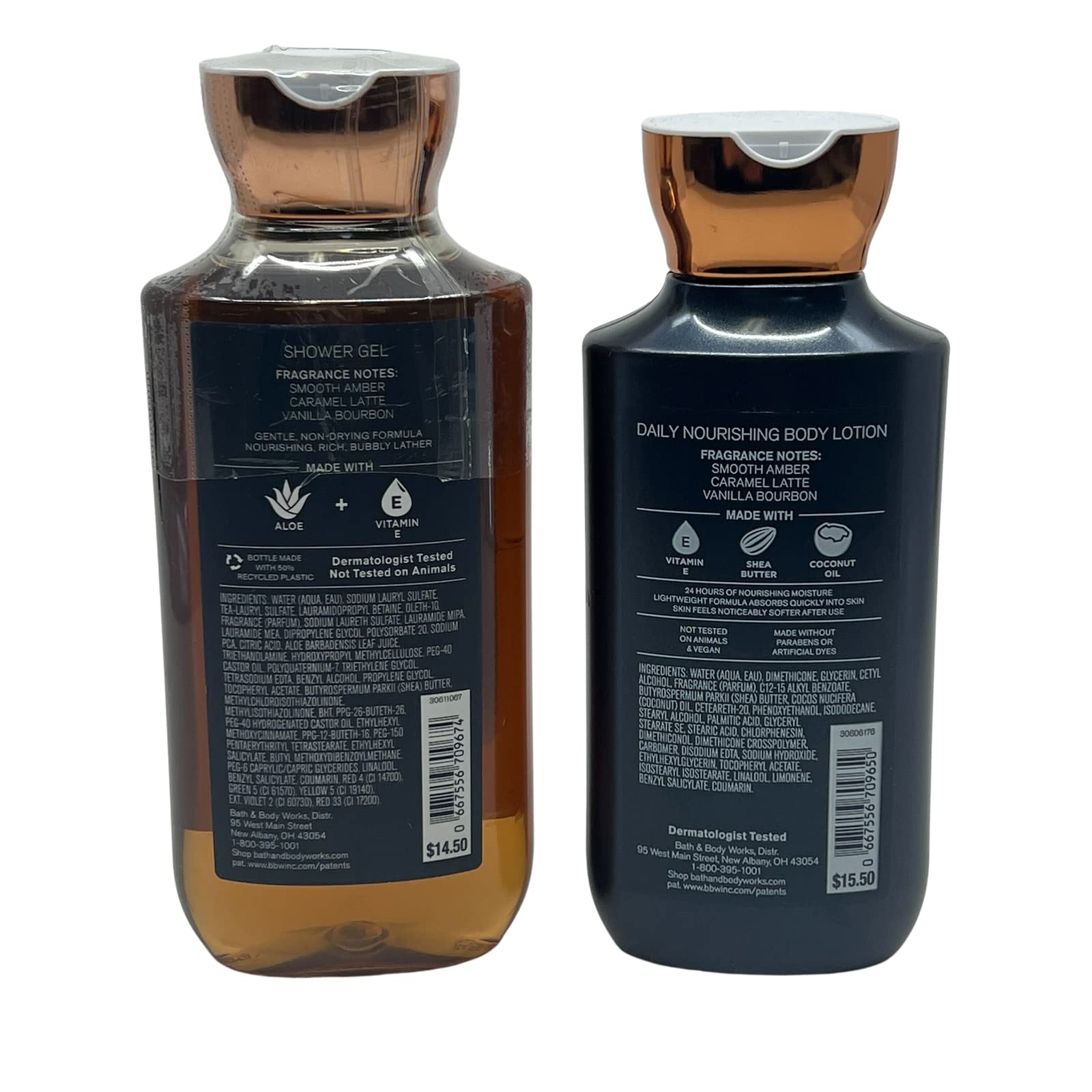 Bath & Body Works Midnight Amber Glow Body Wash & Shower Gel with Nourishing Body Lotion Set - Warm Vanilla & Amber Scent for Relaxing Nighttime Bath & Moisturizing Skin Care Routine