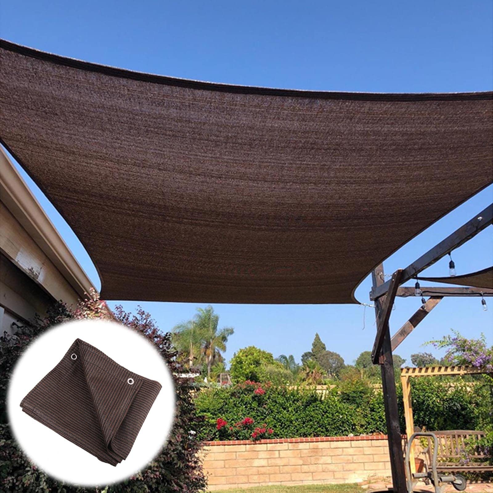 Brown Shade Netting 6x6m (19.7x19.7ft) - UV Resistant Sunblock Shade Cloth for Greenhouse, Balcony, Garden Plants & Outdoor Shade Sail with Reinforced Grommets | Perfect for Patio, Pool Cover, Carport & Backyard Sun Protection