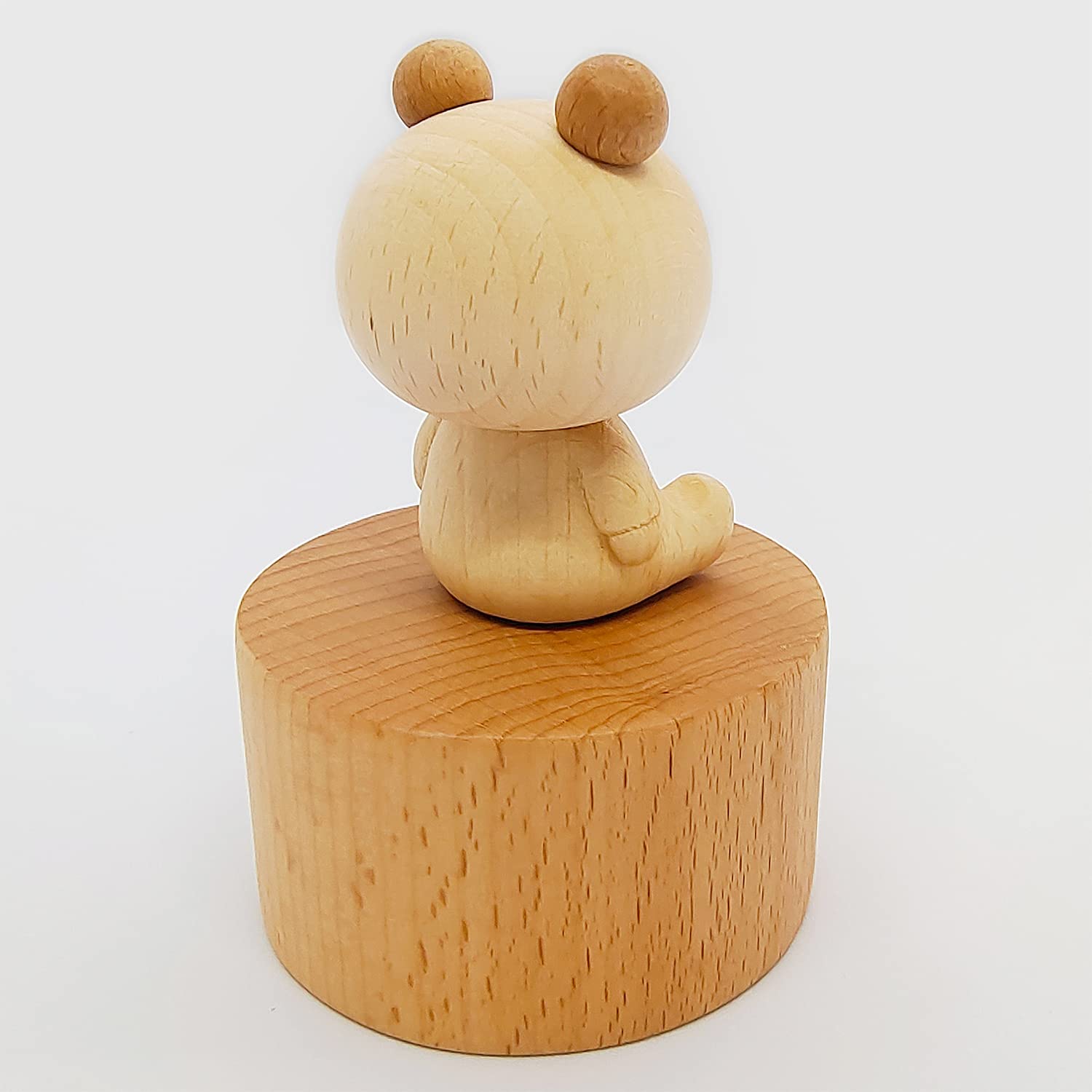 Mini Wooden Bear Music Box - Handmade Mechanical Animal Music Box Plays Castle in The Sky - Unique Gift for Kids, Friends & Couples - Perfect for Birthdays, Anniversaries & Romantic Surprises