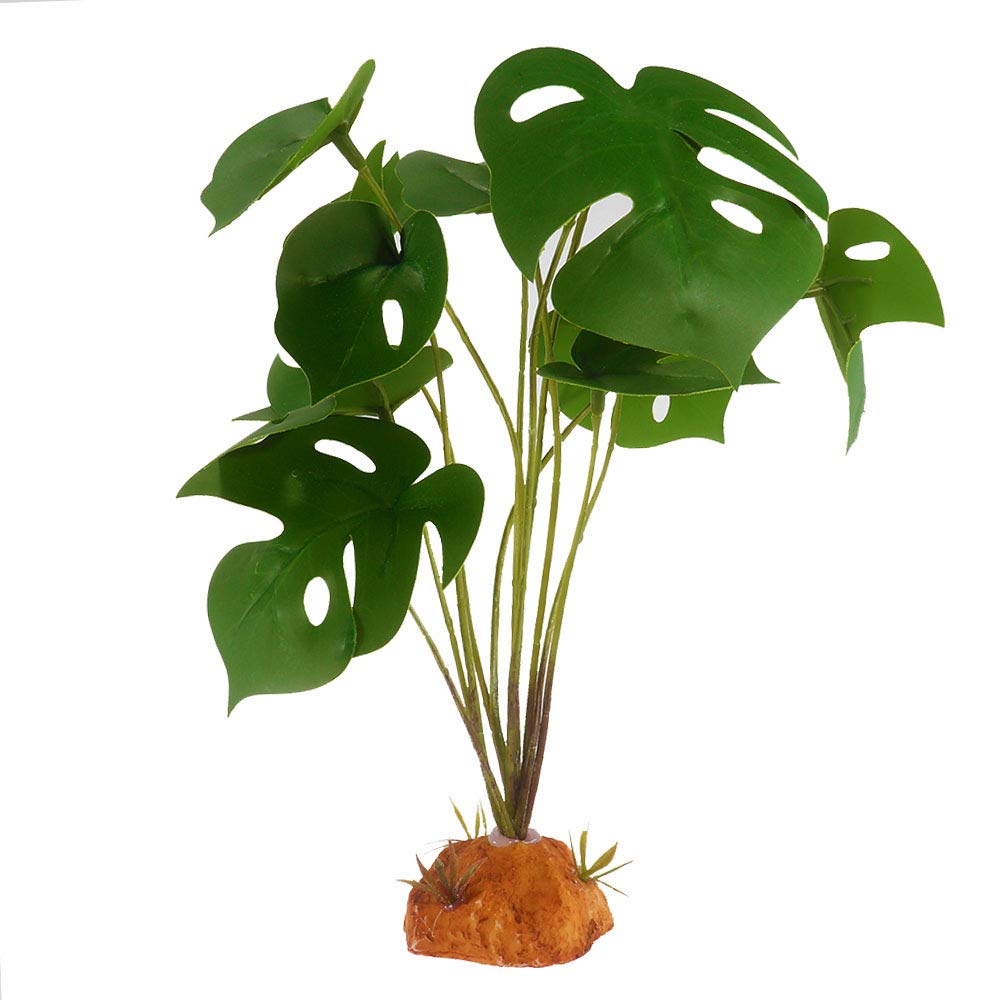 YOGURTCK Artificial Reptile Plants for Terrarium - Monstera Leaf Habitat Decor for Lizards, Frogs & Amphibians | Perfect for Reptile Tanks, Vivariums & Naturalistic Terrarium Setups