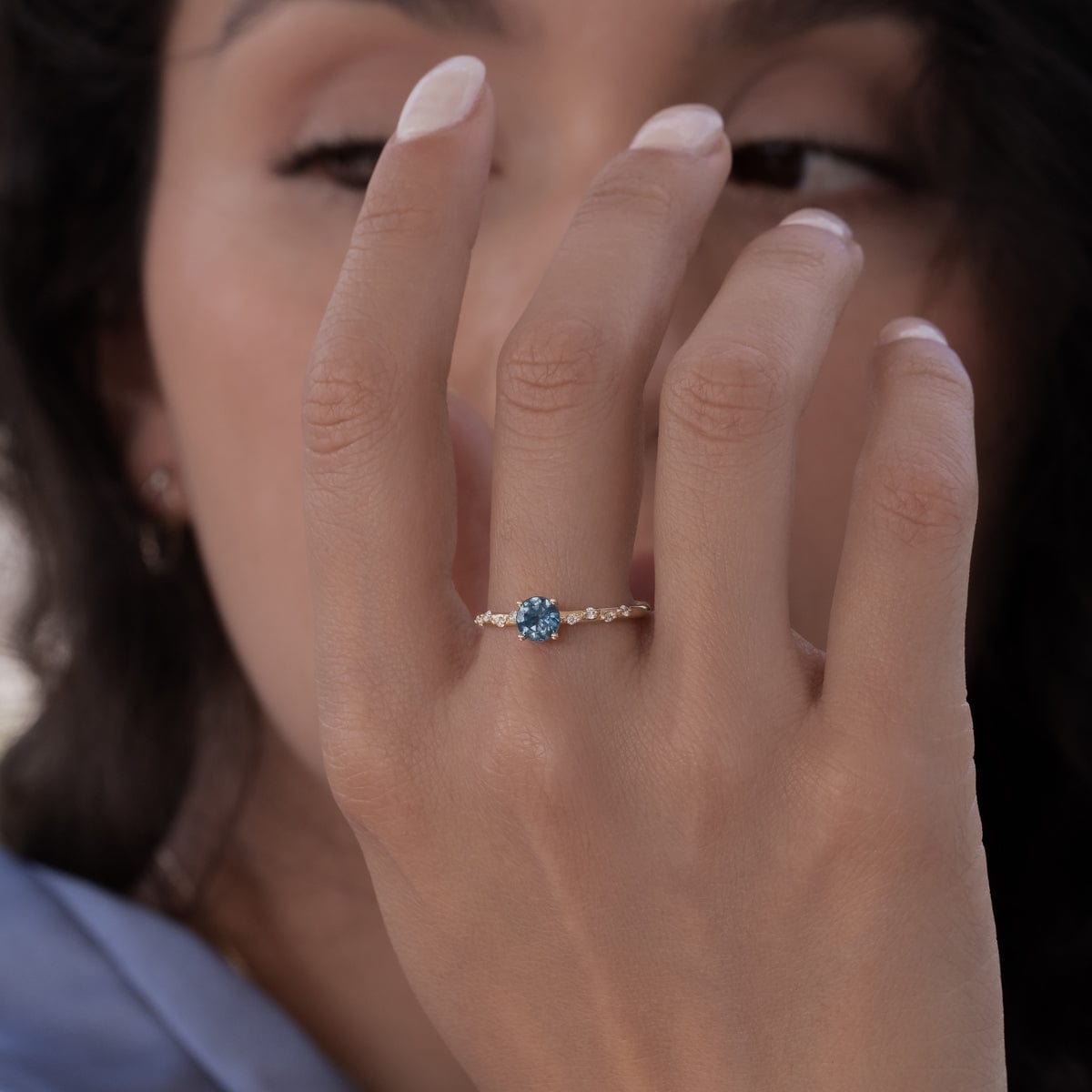 Starry Ocean Blue Ring for Women - Elegant Silver Wave Design Jewelry - Perfect for Beach Weddings, Date Nights & Gifts