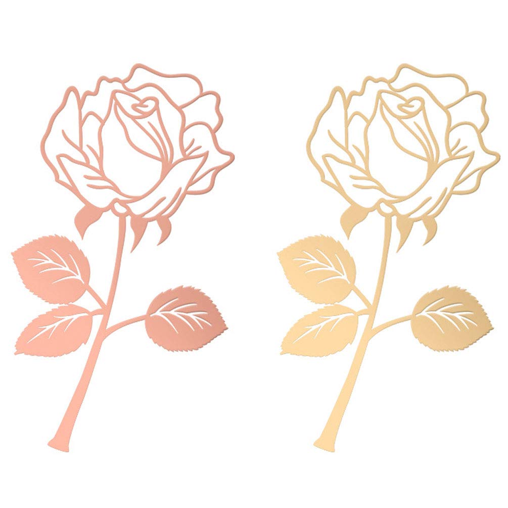 2 Pack Elegant Metal Hollow Rose Bookmark Set - DIY Craft Gifts for Book Lovers, Home, Office & School Use - Gold & Rose Gold - Perfect for Reading, Journaling & Gift Giving