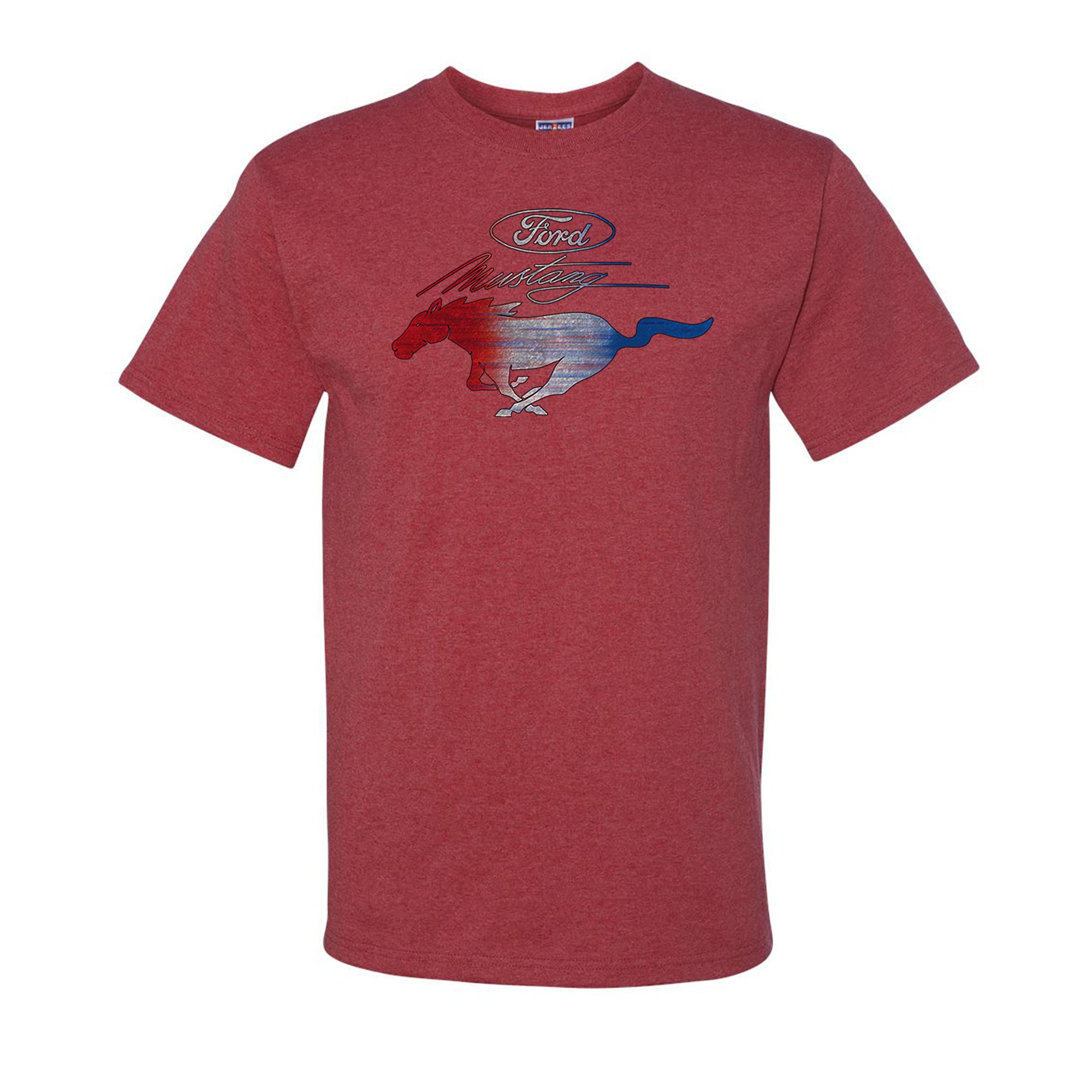 Official Ford Mustang Pony American Flag Licensed Men's T-Shirt - Patriotic US Flag Graphic Tee for Car Enthusiasts & Independence Day Celebrations