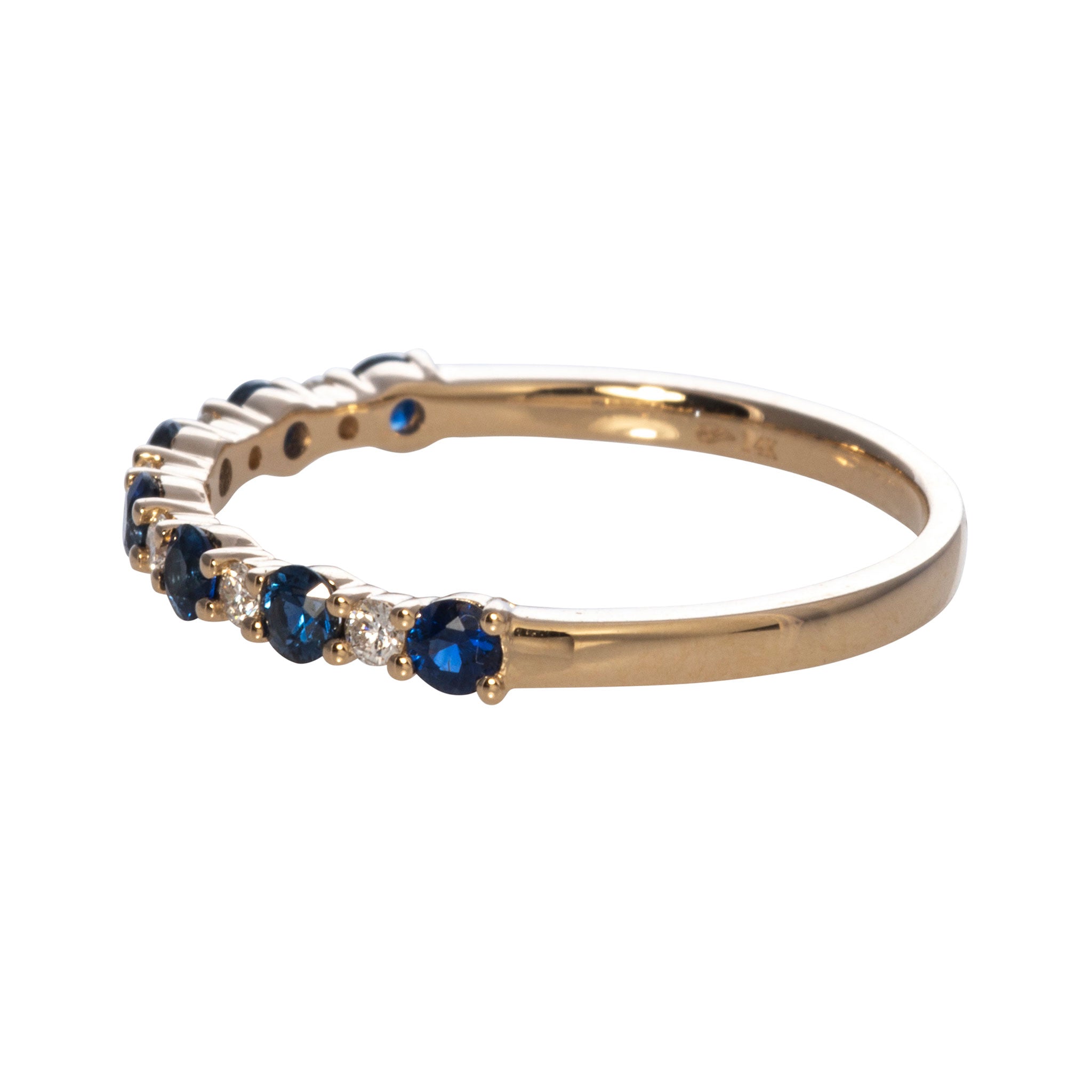 14K Yellow Gold Sapphire & Diamond Halfway Band Ring - Elegant Jewelry for Weddings, Anniversaries & Special Occasions