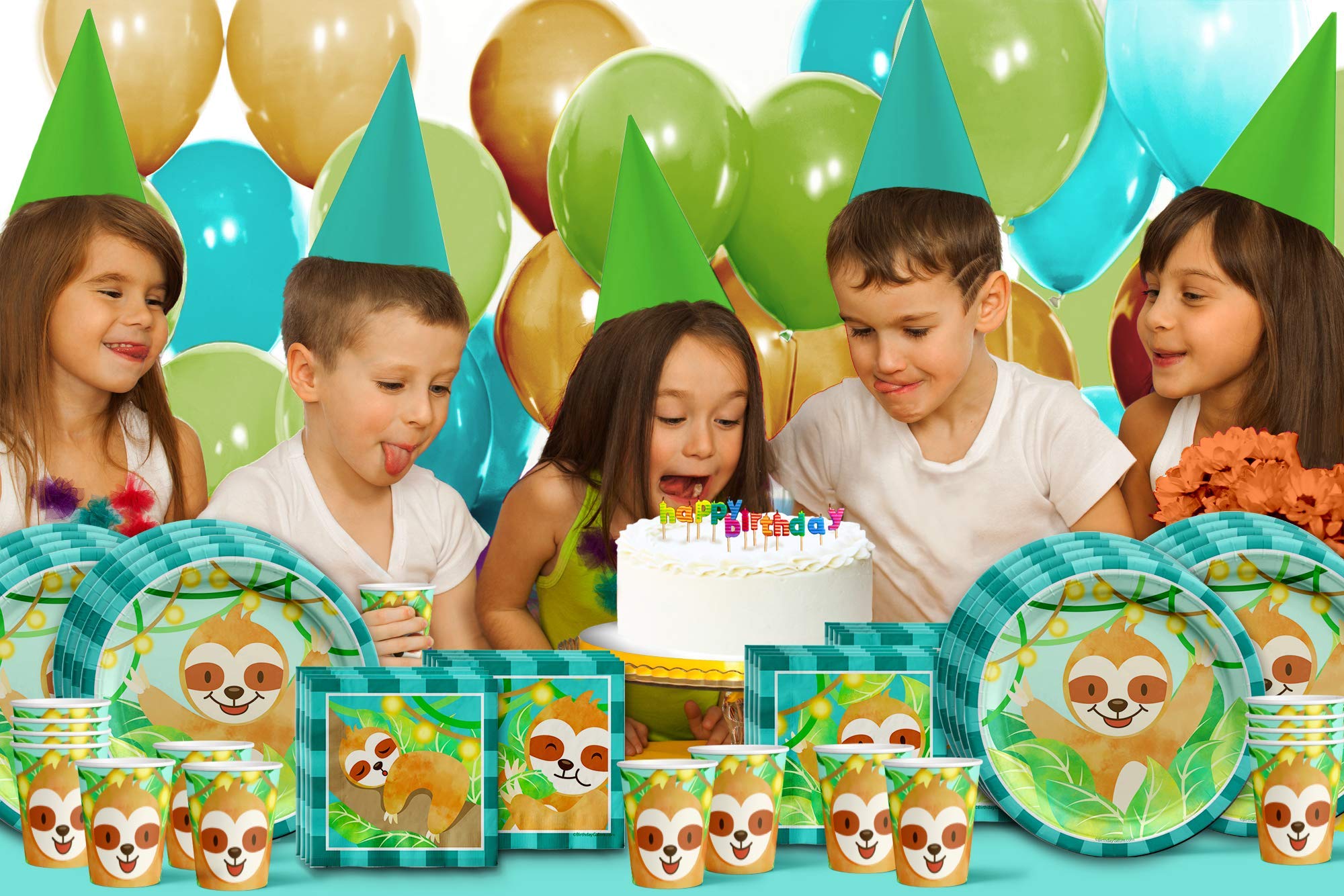 Sloth Themed Birthday Party Supplies Set - 16-Piece Tableware Kit with Plates, Napkins & Cups for Kids' Party Decorations | Perfect for Sloth Lover's Birthday, Baby Shower & Themed Celebrations