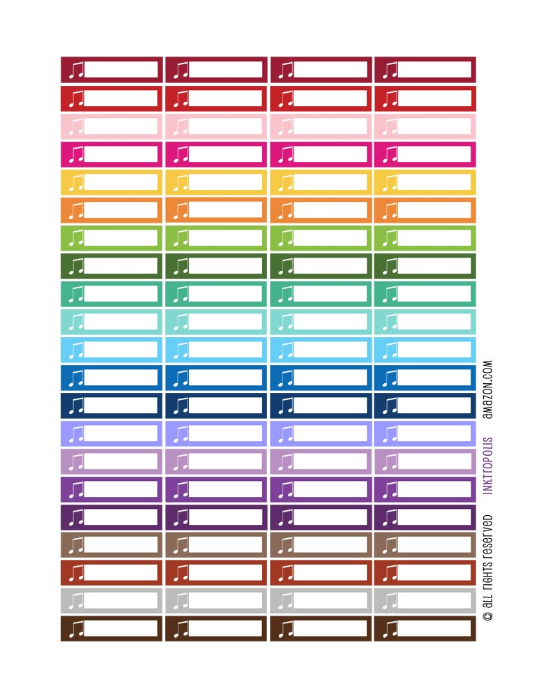 Music Note Planner Stickers - Monthly & Weekly Sticker Labels for Erin Condren Vertical Life Planner - Perfect for Bullet Journaling, Scrapbooking & School Organization
