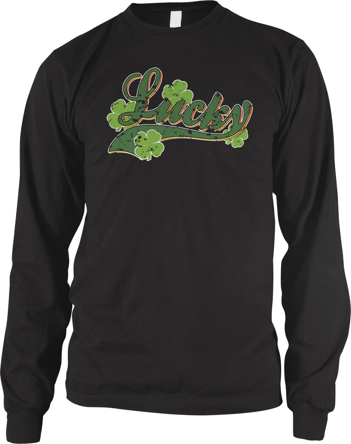 Amdesco Men's Faded Shamrock Lucky Clover St Patrick's Day Long Sleeve T-Shirt - Irish Heritage Apparel for Pub Crawls & Festive Celebrations