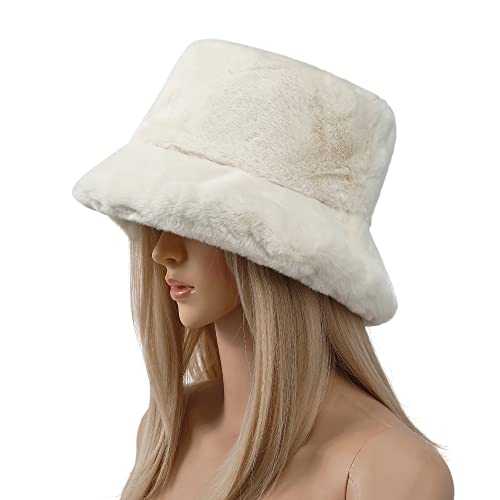 Stylish Furry Bucket Hat for Women & Men - Trendy Winter Fashion Accessory - Perfect for Outdoor Activities, Music Festivals & Streetwear