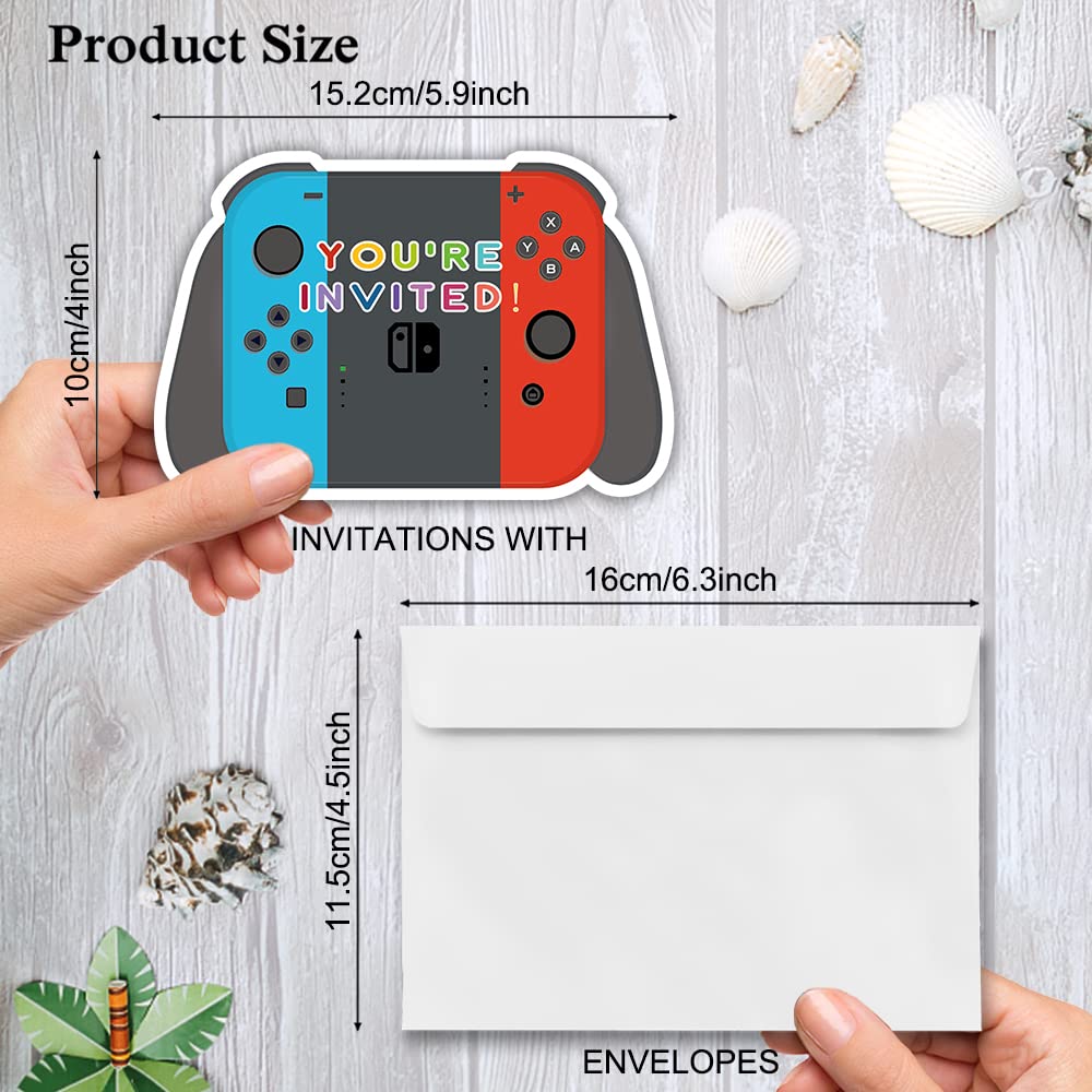 Haizct 15 Pack Game Themed Party Invitations with Envelopes - Birthday Party Cards for Kids, Teens & Adults - Perfect for Game Lovers, Board Game Nights & Themed Birthday Celebrations