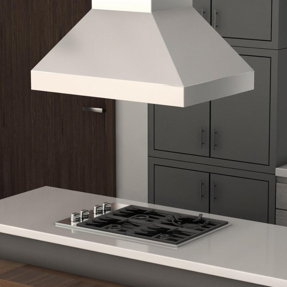 ZLINE 597i 304 Stainless Steel Ducted Island Mount Range Hood - Outdoor Approved for Kitchen Ventilation | Perfect for Open Concept Kitchens & Outdoor Cooking Areas