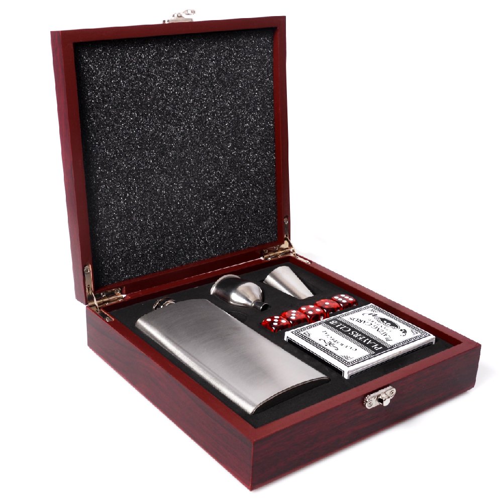 Personalized Rosewood Finish Flask Gift Set of 3 - 8 oz Engraved Groomsmen Flasks for Wedding, Bachelor Party & Best Man Proposal - Unique Groomsman Gifts for Him - Perfect for Toasting, Celebrations & Special Occasions