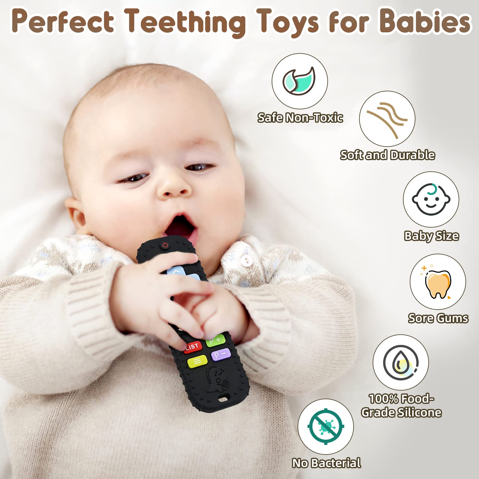 **Baby Teething Toys for 3-12 Months - Silicone Teether & Sensory Toy for Infants & Toddlers (Food-Grade, BPA-Free) - Perfect for Soothing Gums, Bath Time, and Autism Sensory Play - Great Baby Shower Gift for Boys & Girls**