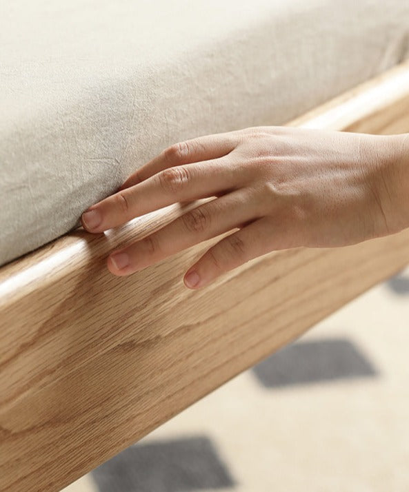 Solid Oak Wood LED Bed Frame with Built-in Lighting - Perfect for Modern Bedrooms, Guest Rooms, and Cozy Home Decor