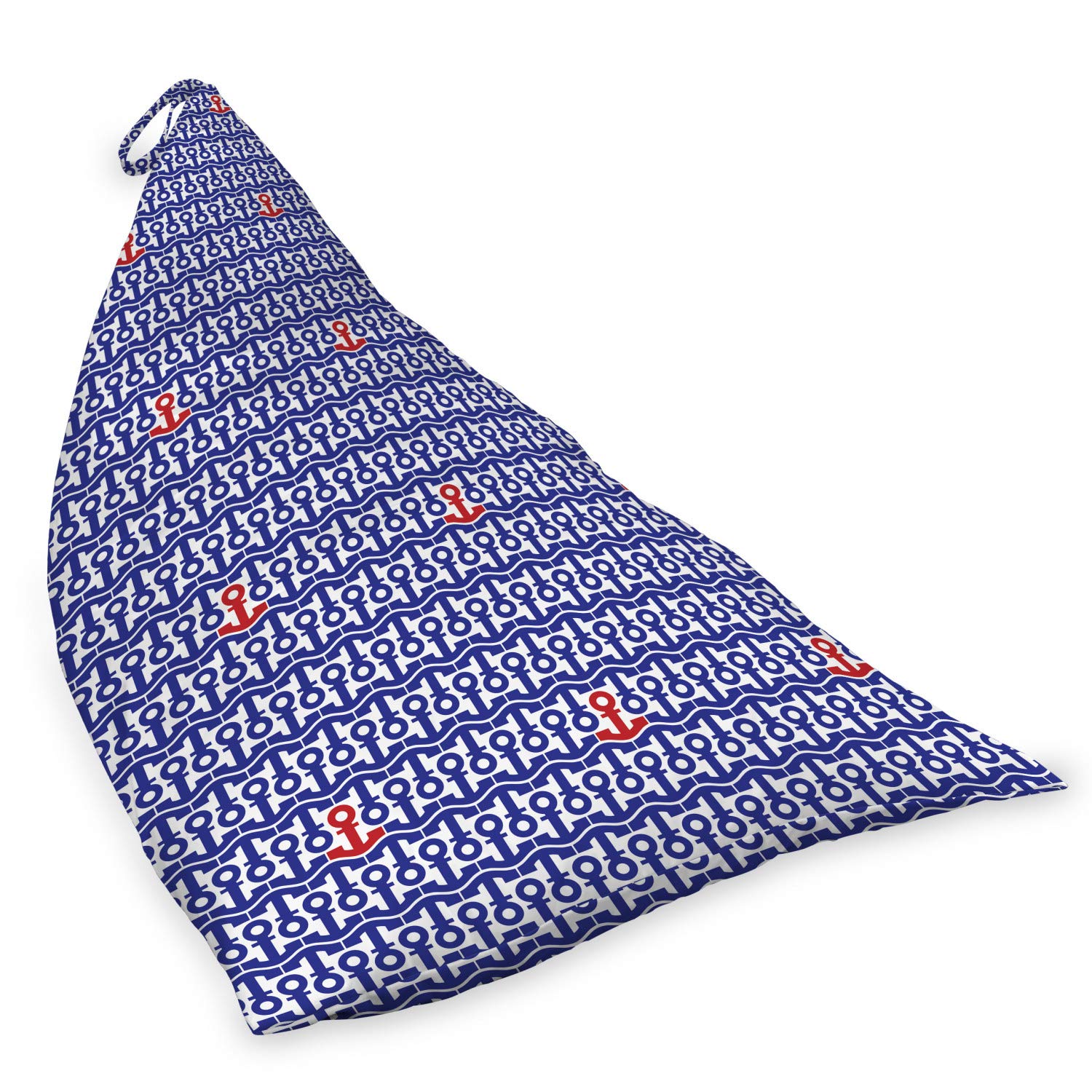 Ambesonne Nautical Lounger Chair Storage Bag with Marine Anchors Design - High Capacity Waterproof Outdoor Chair Cover for Beach, Pool, Camping & Patio - Navy Blue and Red Ship Journey Theme