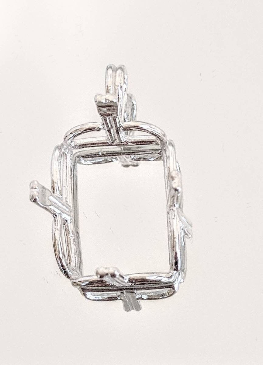 10x8mm & 20x15mm Emerald Cut Pendant Setting - Solid Sterling Silver or 14K Gold (Yellow/White) - Handcrafted in USA - Perfect for Engagement Rings, Anniversary Gifts & Jewelry Making