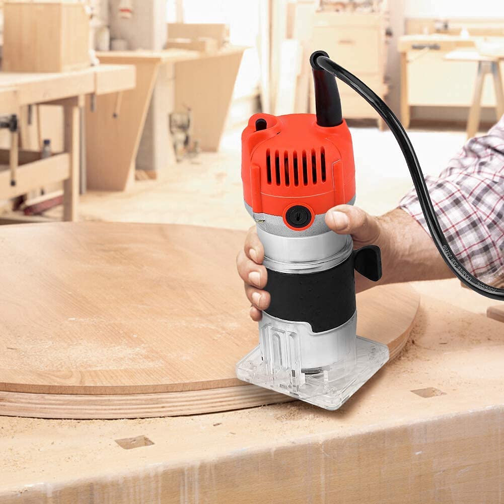 30000RPM Electric Wood Router Tool Kit - Variable Speed Hand Trimmer & Laminator for Woodworking - 110V US Plug - Perfect for DIY Projects, Furniture Making, and Cabinet Trimming