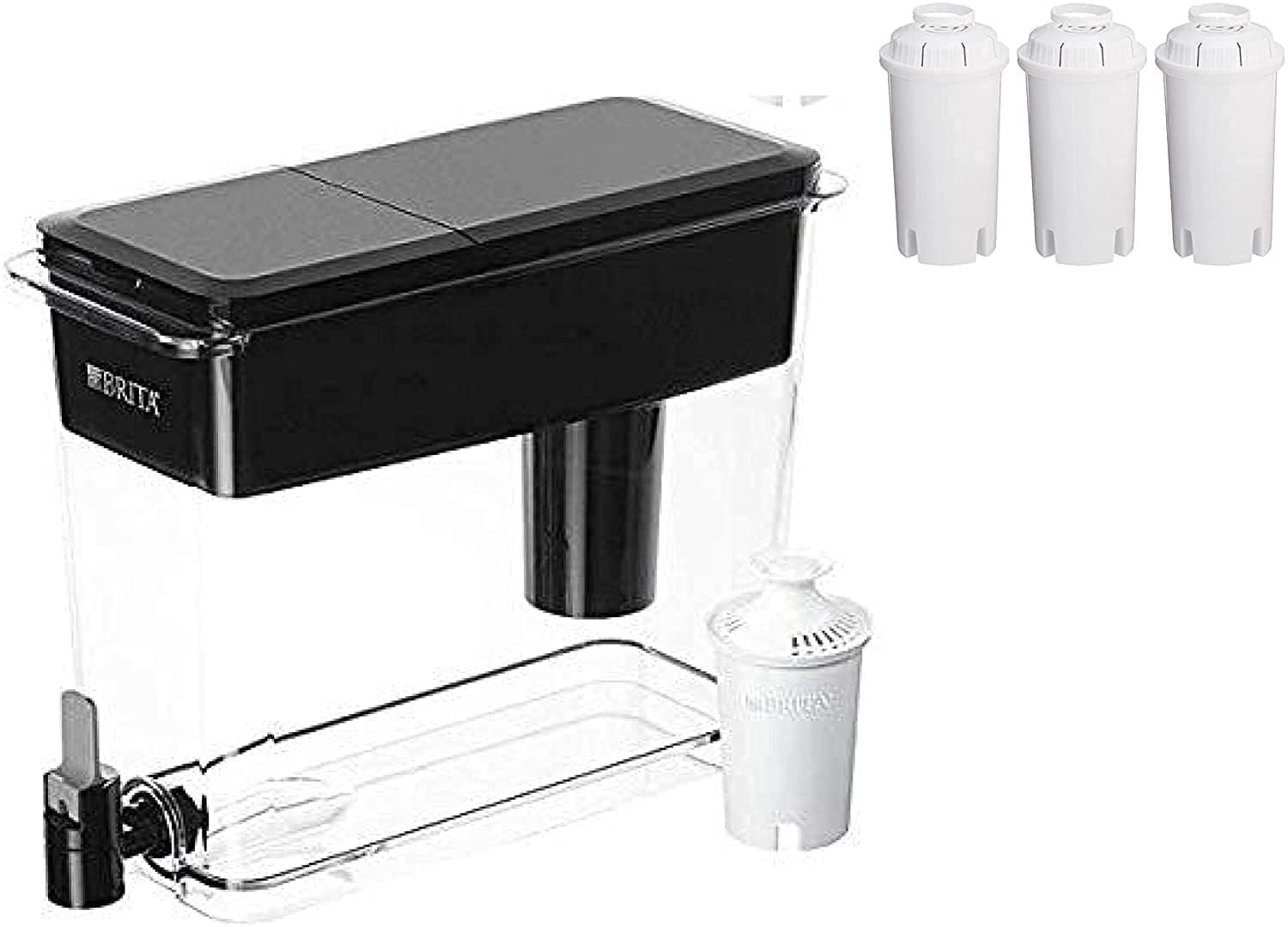27 Cup Ultramax Black Water Dispenser with Replacement Filters - Perfect for Home, Office, and Outdoor Use