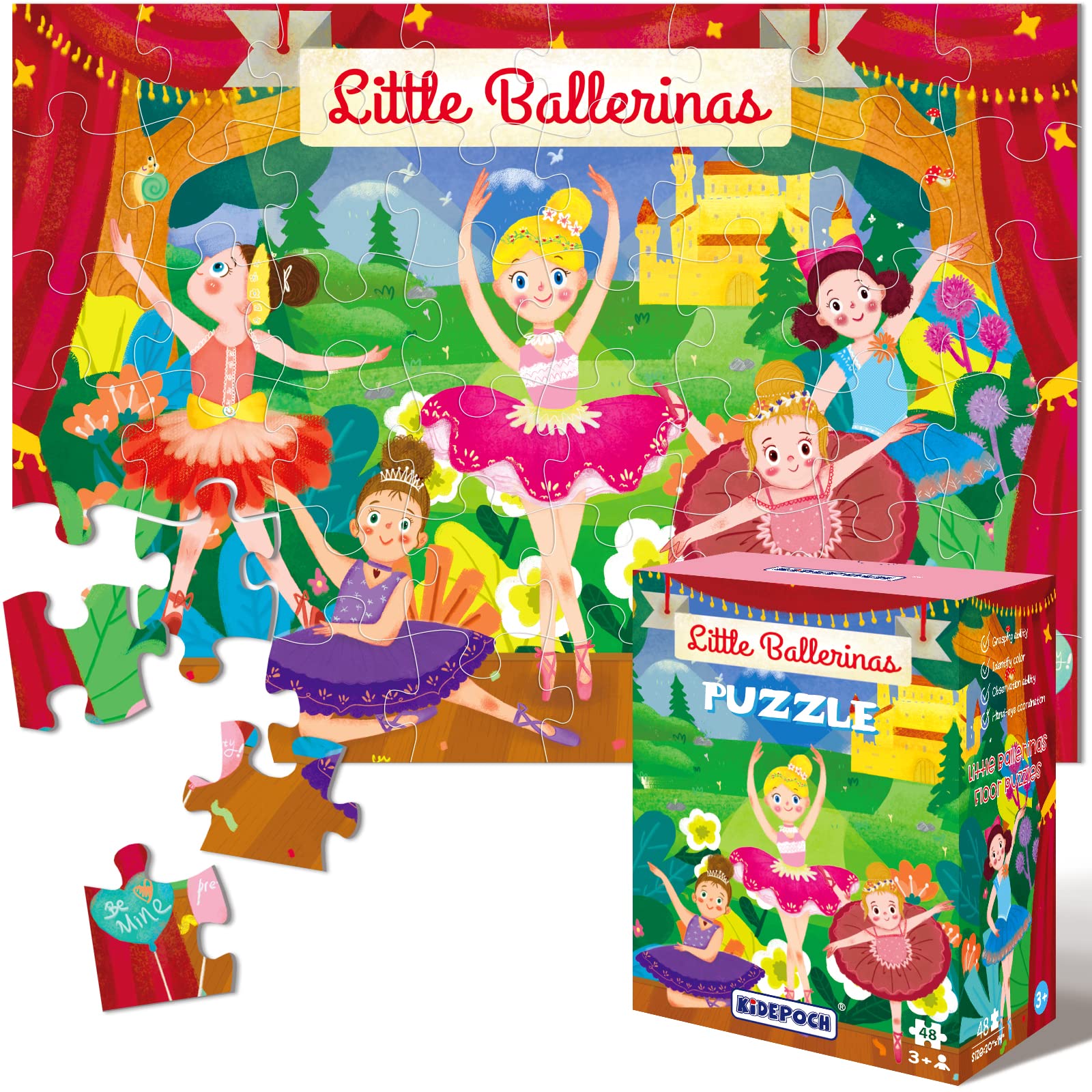 Paper Master 48-Piece Ballet Princess Puzzle Set for Kids Ages 3-8 | Educational Floor Jigsaw Toy for Toddlers & Preschool Girls | Perfect for Birthday Gifts, Classroom Activities & Family Game Night