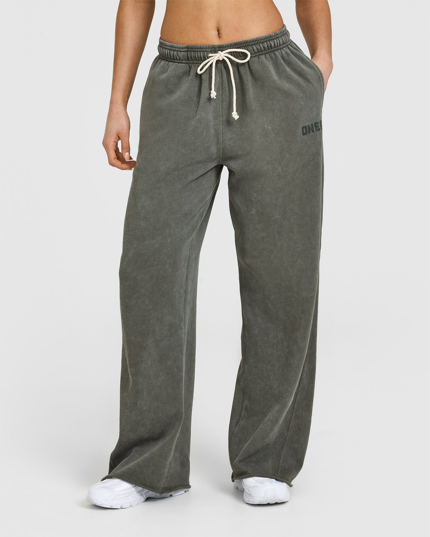 Raw Lounge Wide Leg Joggers for Women - Soft Washed Dark Khaki Casual Pants | Perfect for Yoga, Lounging & Everyday Wear